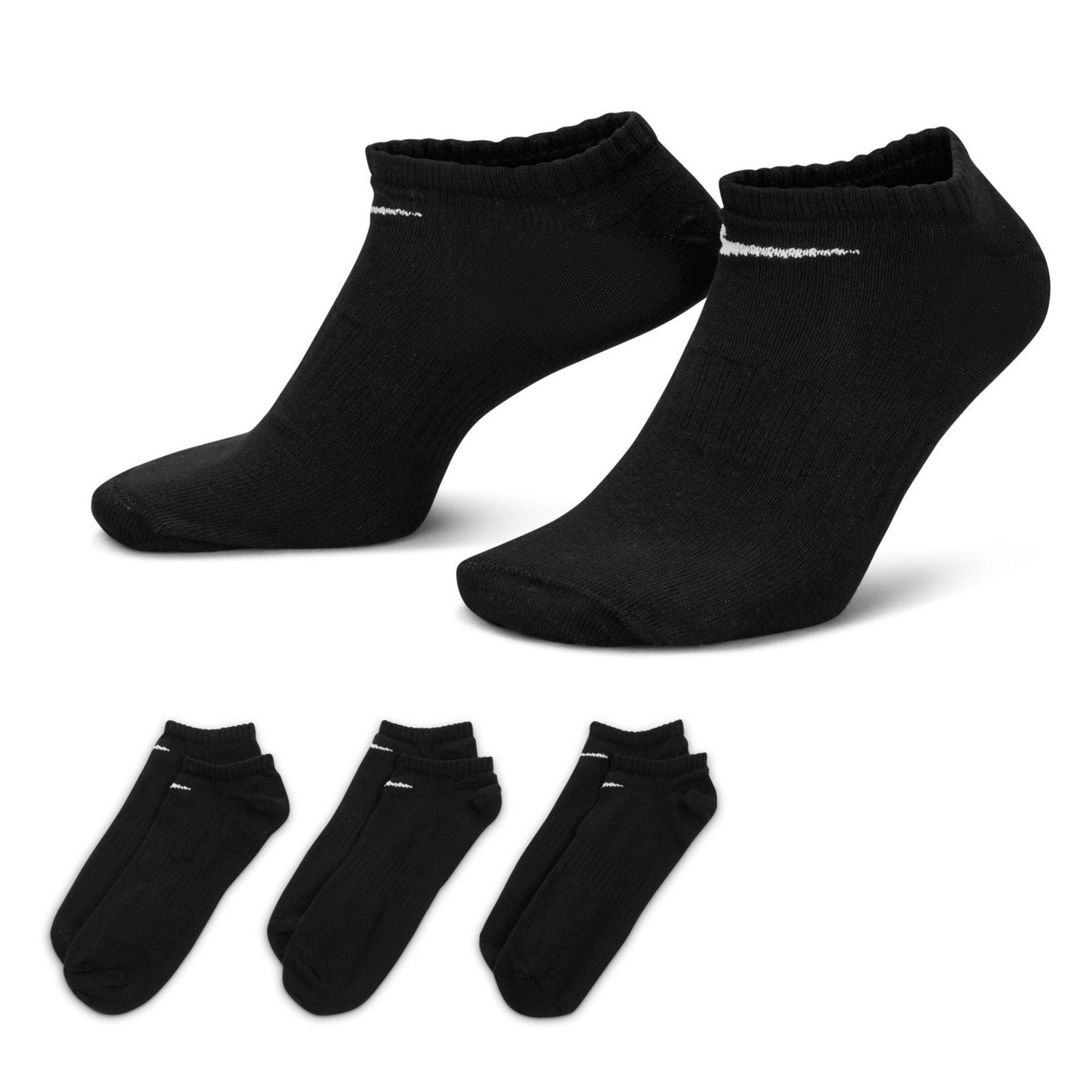 Nike Men's 3 Pack No Show Socks - Black/White - 11-14.5 XL