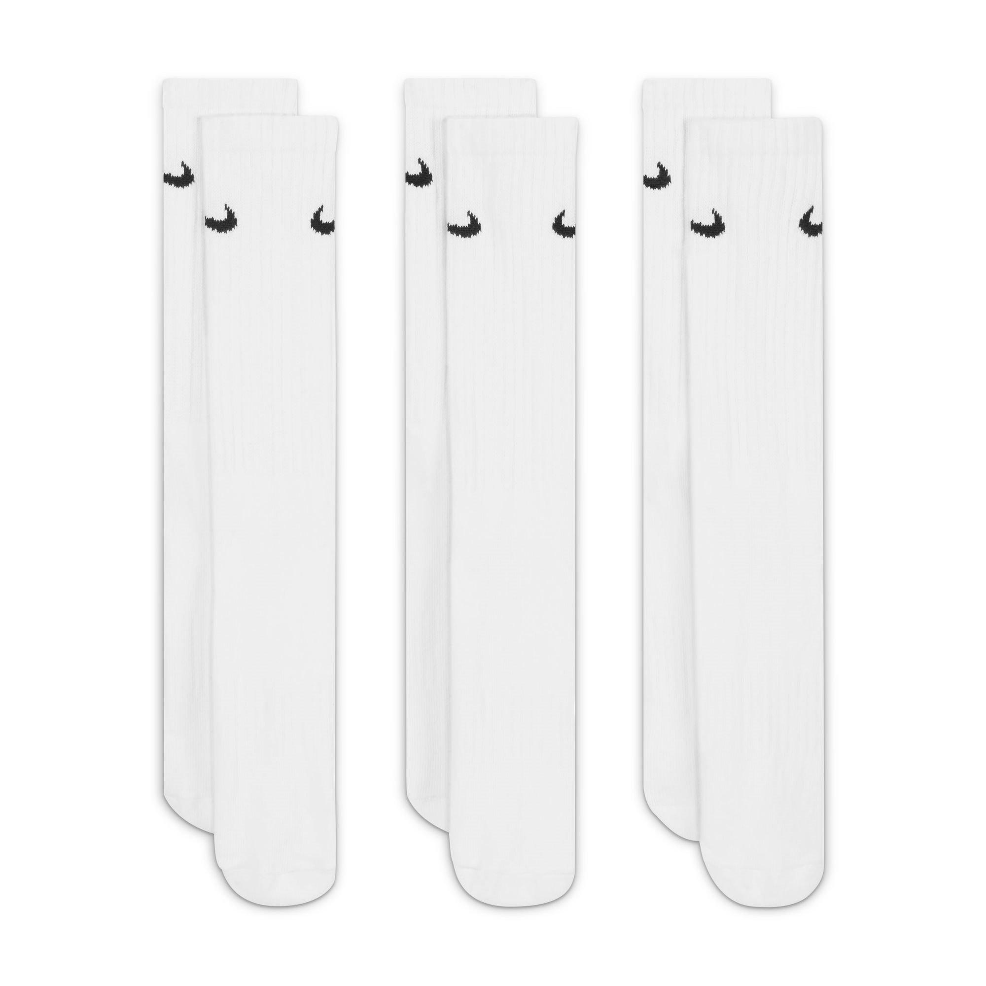 Bianco/Nero - Nike - Everyday 3 Pack Cotton Cushioned Crew Socks - 5