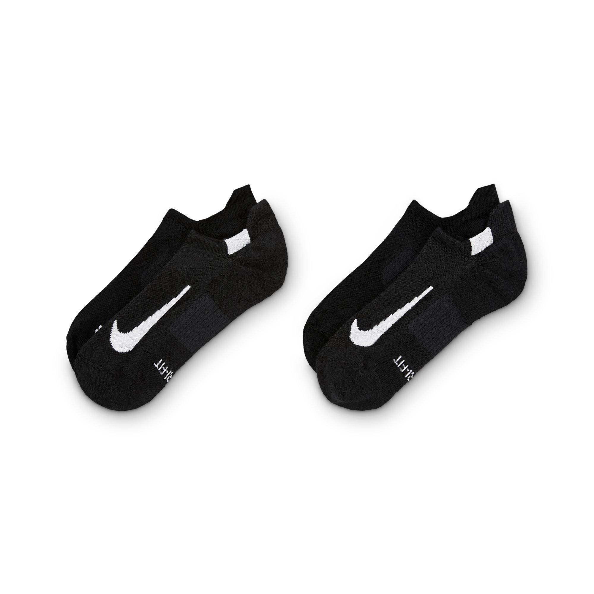 Black/White - Nike - Multiplier Adults Running No Show Socks 2 Pack - 5