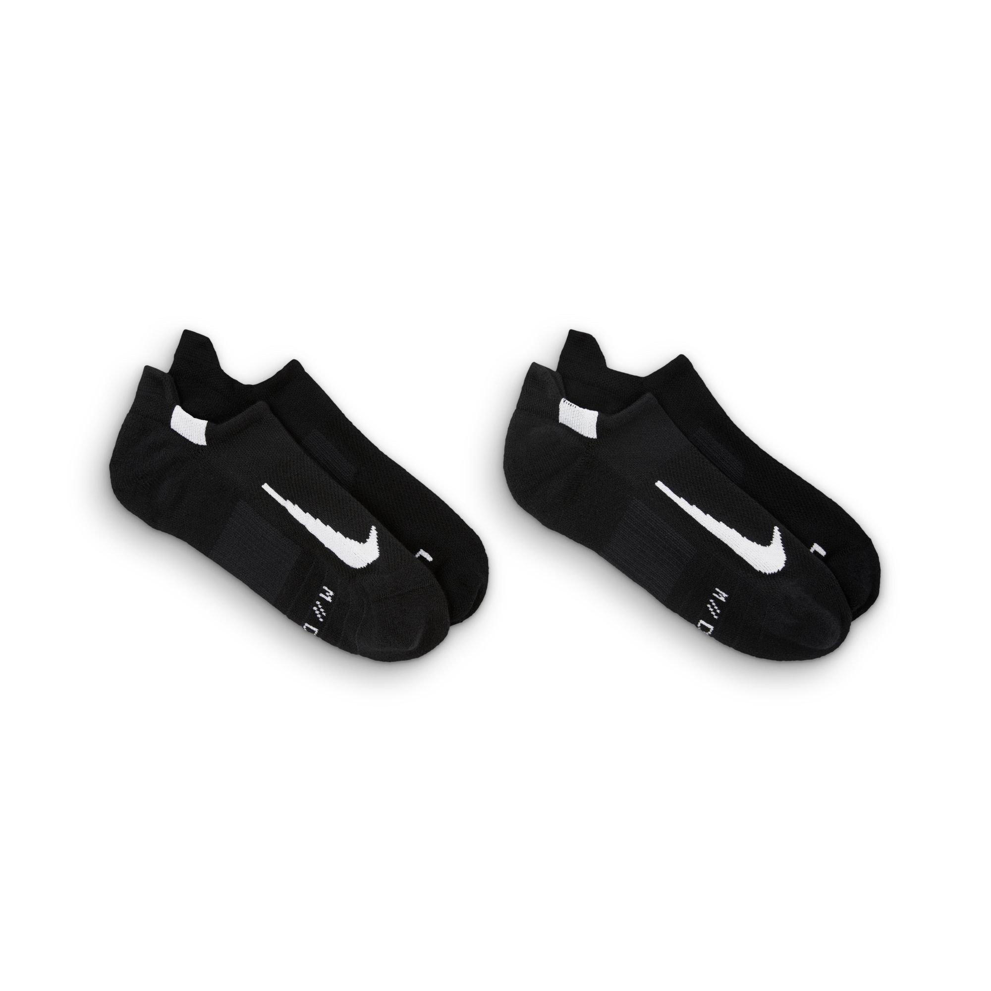 Black/White - Nike - Multiplier Adults Running No Show Socks 2 Pack - 6