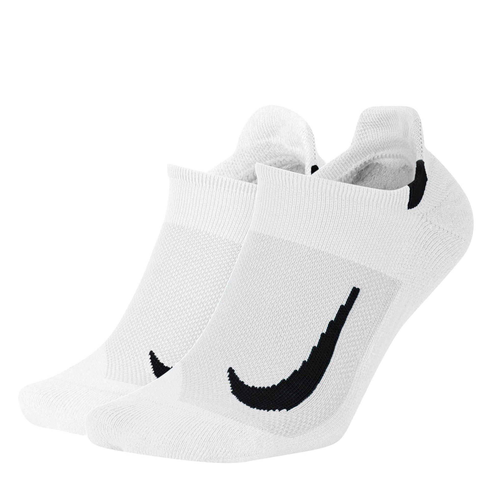 White/Black - Nike - Multiplier Adults Running No Show Socks 2 Pack - 2