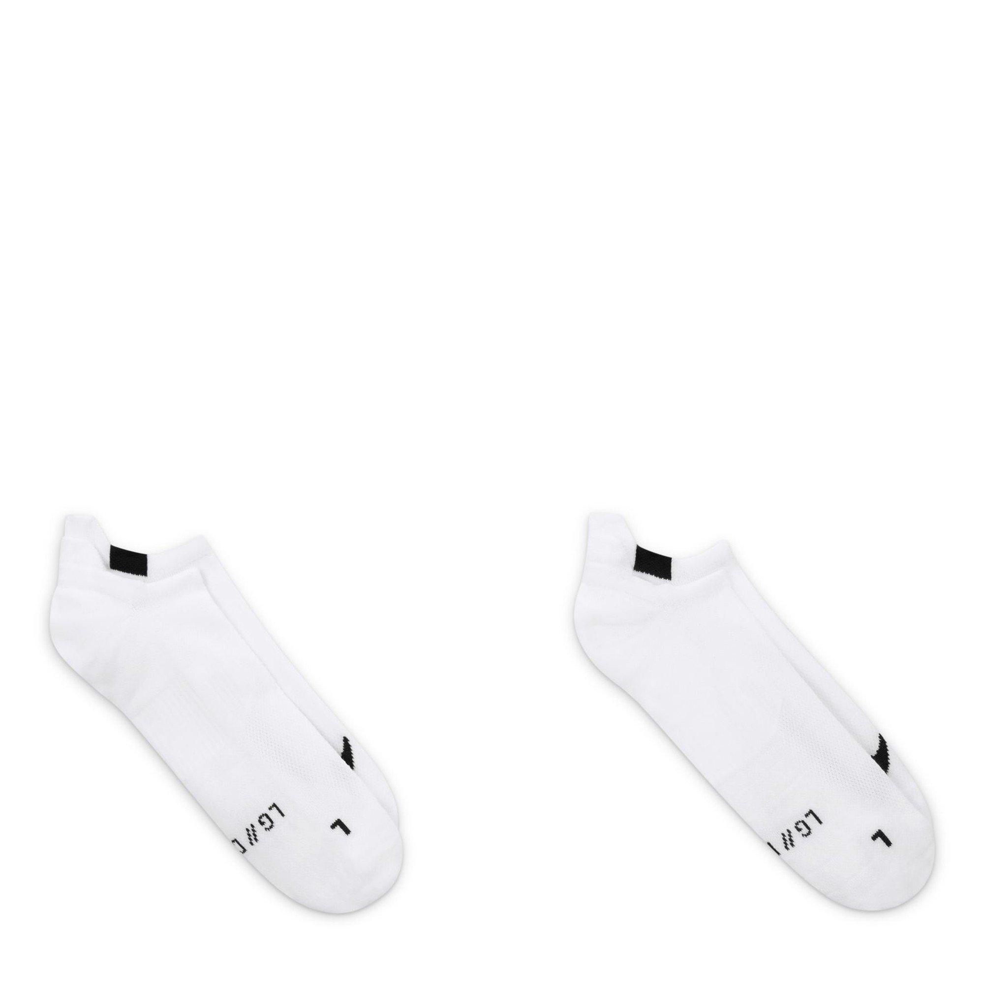 White/Black - Nike - Multiplier Adults Running No Show Socks 2 Pack - 4
