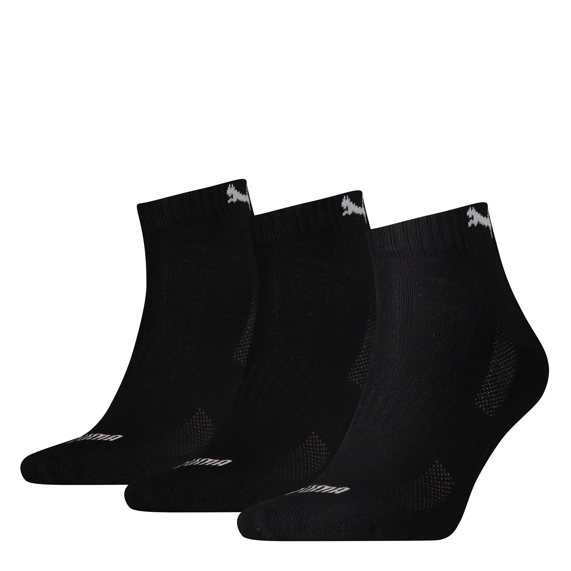 Black - Puma - Quarter Cushion 3 Pack Socks Adults