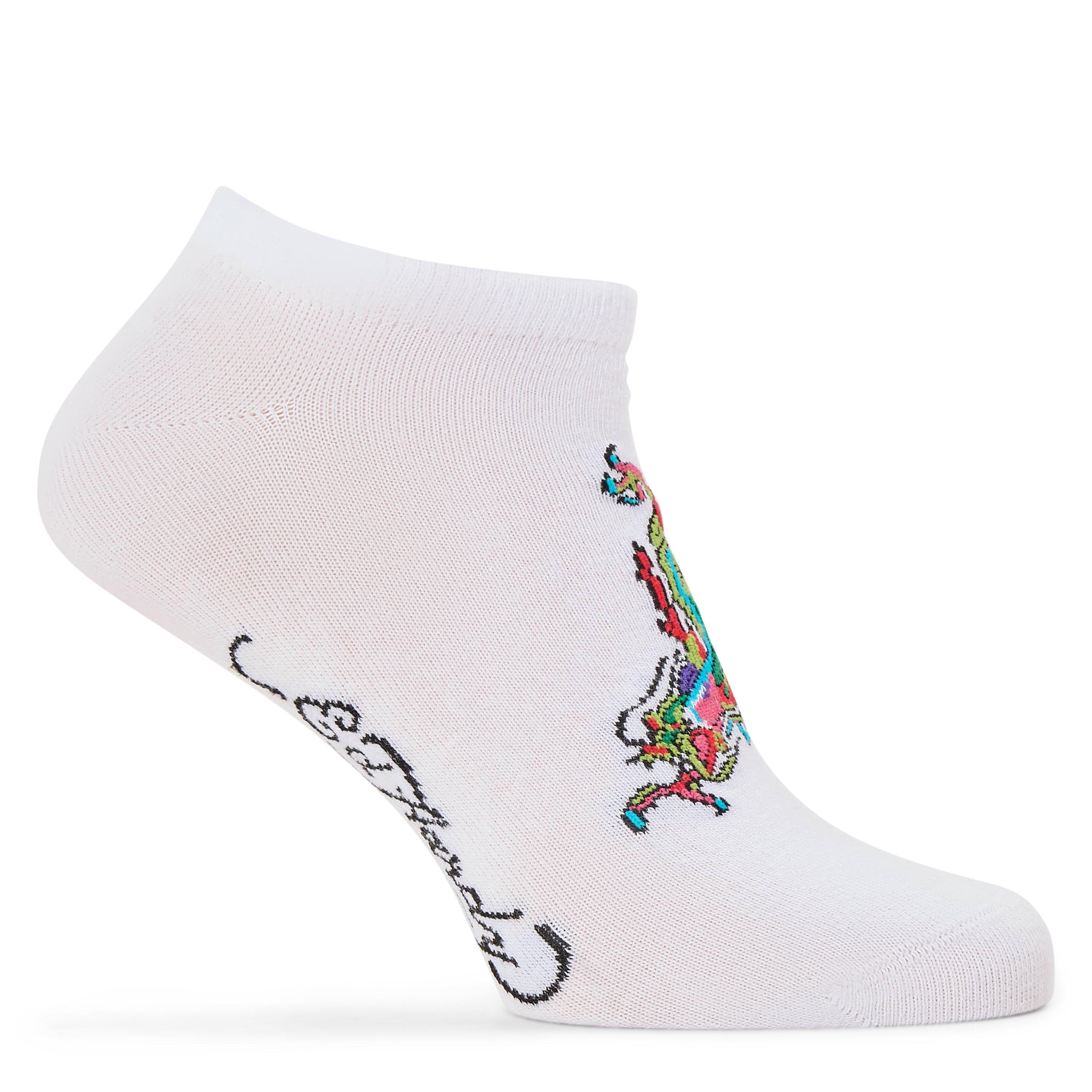 White - Ed Hardy - Men's 3 Pack Trainer Liner Socks - 3