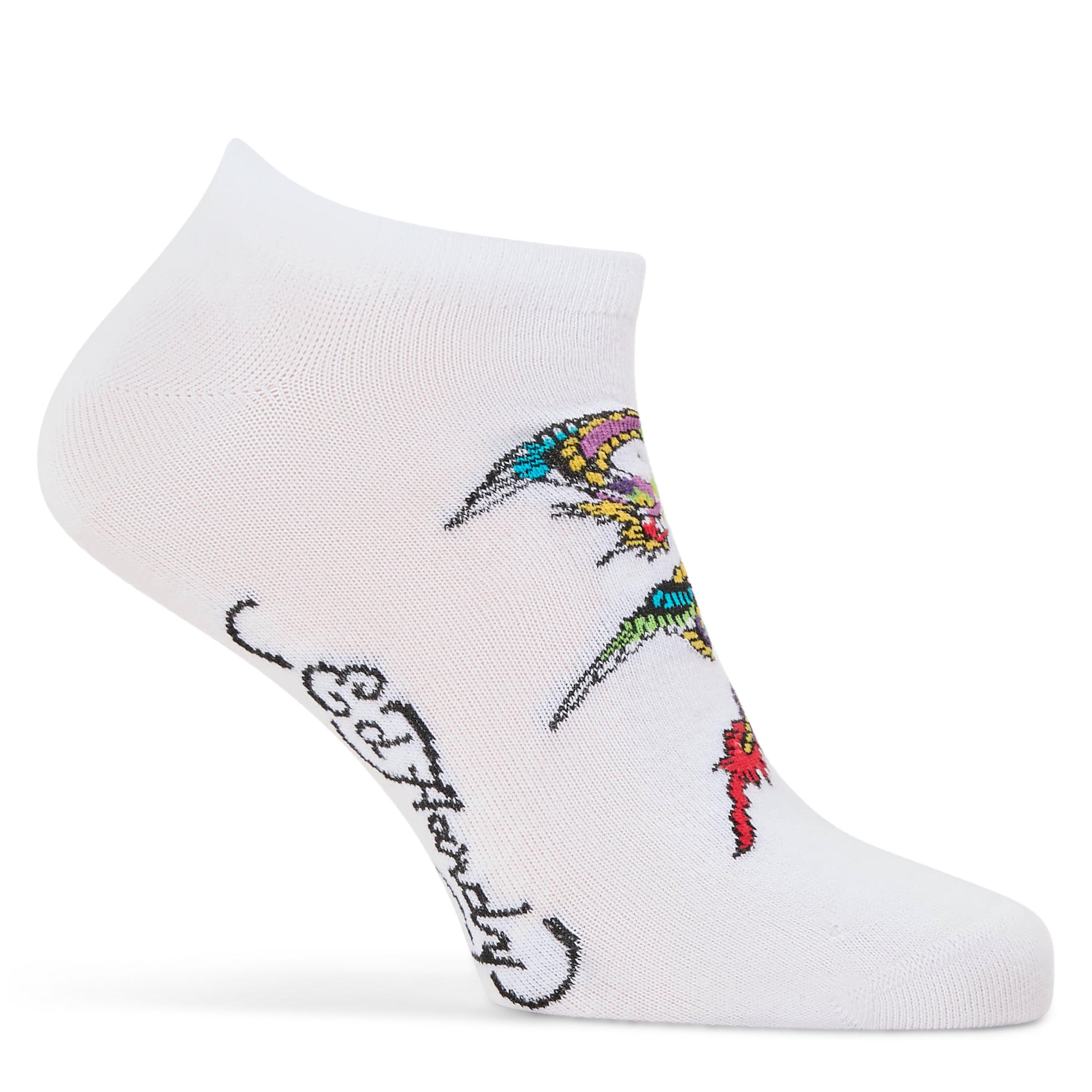 White - Ed Hardy - Men's 3 Pack Trainer Liner Socks - 4