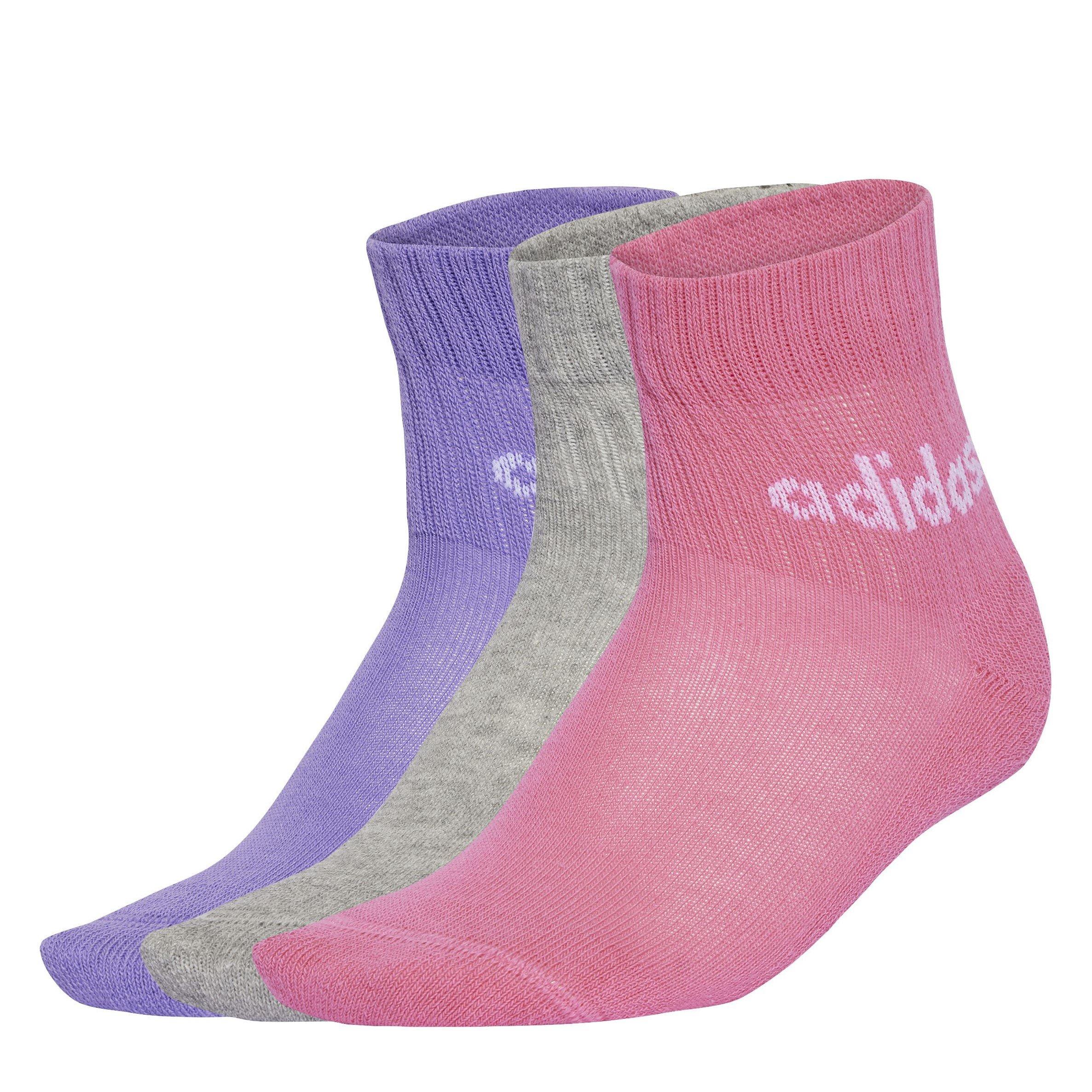 Pink/Vlet/Gry - adidas - Linear Ankle Socks 5 Pairs Kids - 2