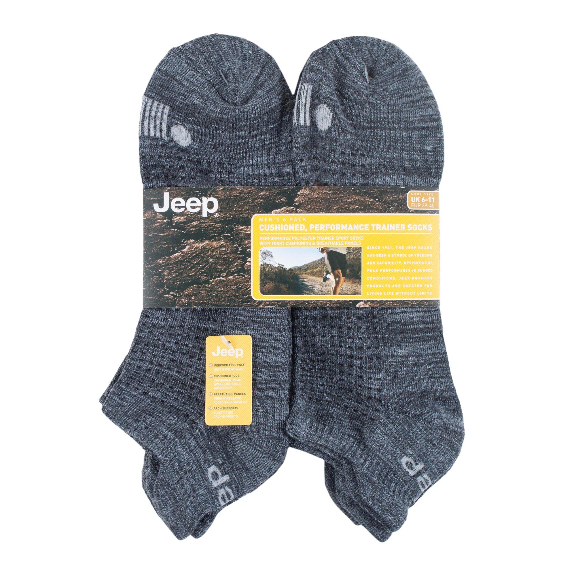 Charcoal - Jeep - 6 Pack Trainer Socks Mens - 2