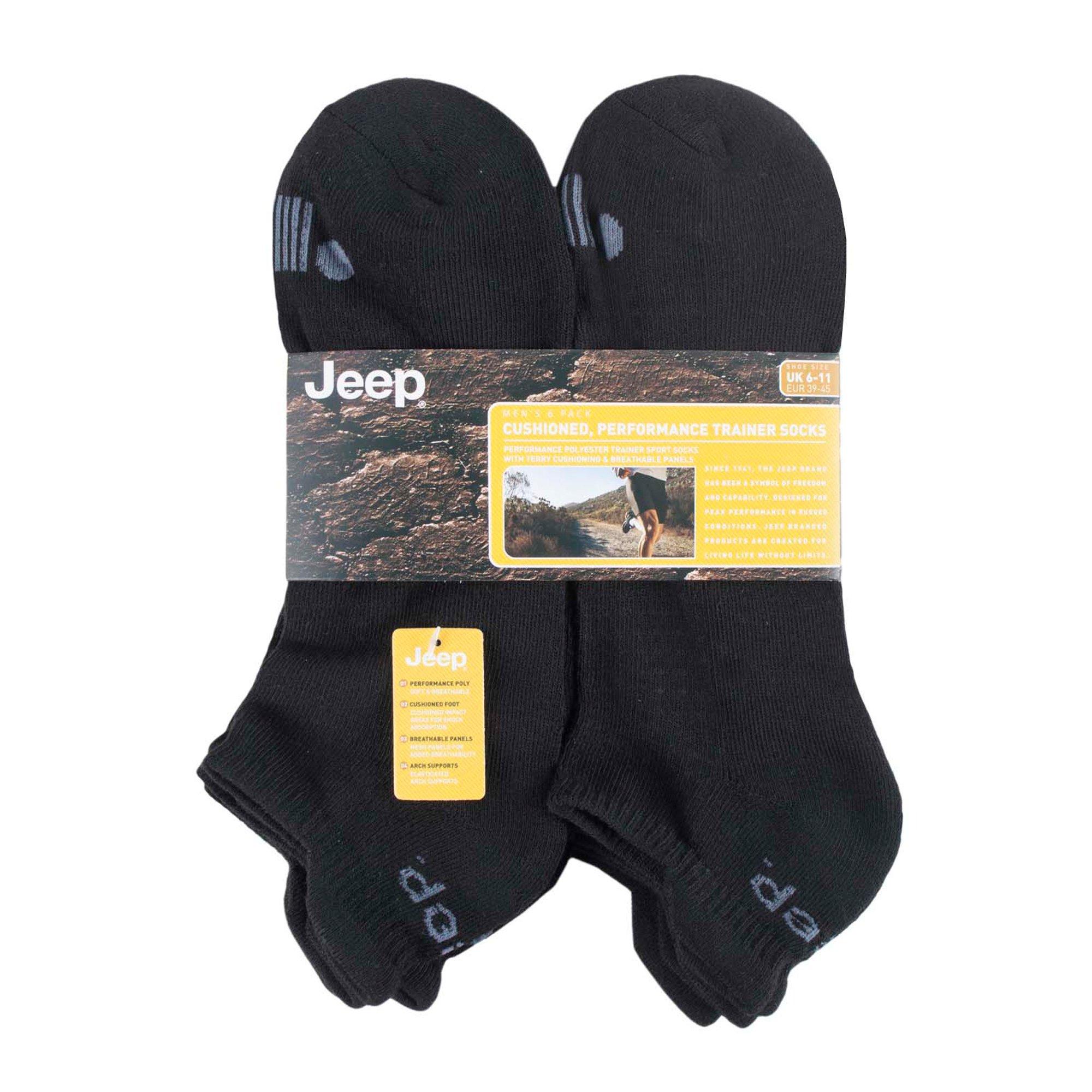 Black - Jeep - 6 Pack Trainer Socks Mens - 2