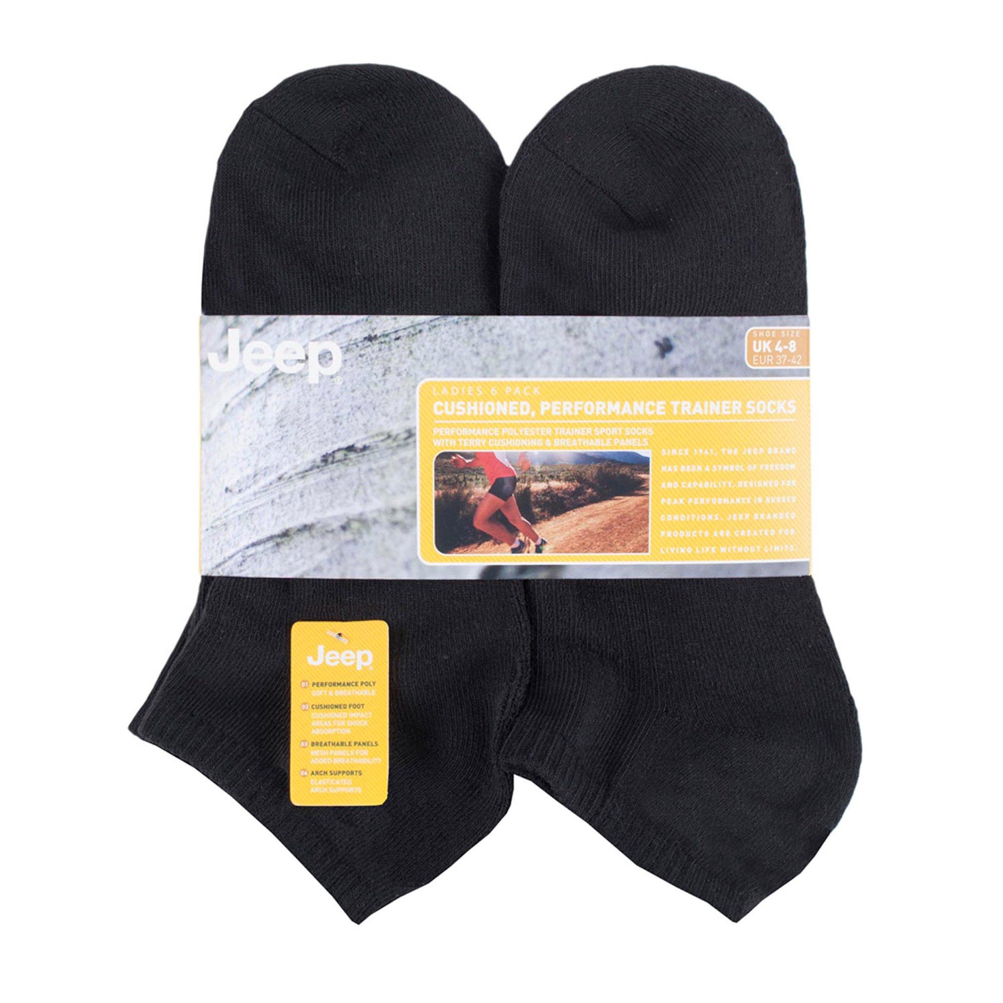 Black - Jeep - 6 Pack Trainer Socks Ladies - 2