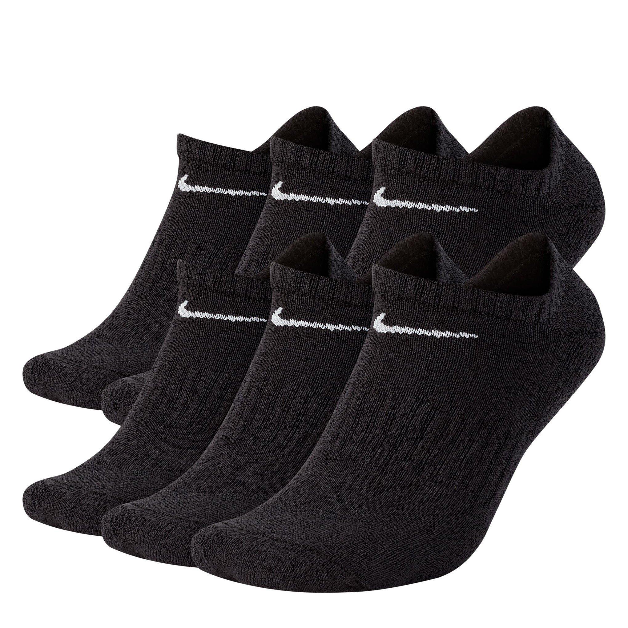 Nike Men's 6 Pack No Show Trainer Socks - Black/White - 11-14.5 XL