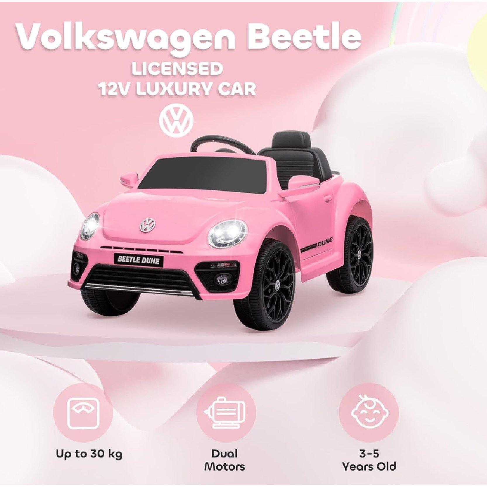 Pink - HOMCOM - Volkswagen Beetle Licensed 12V Ride on Car - 3