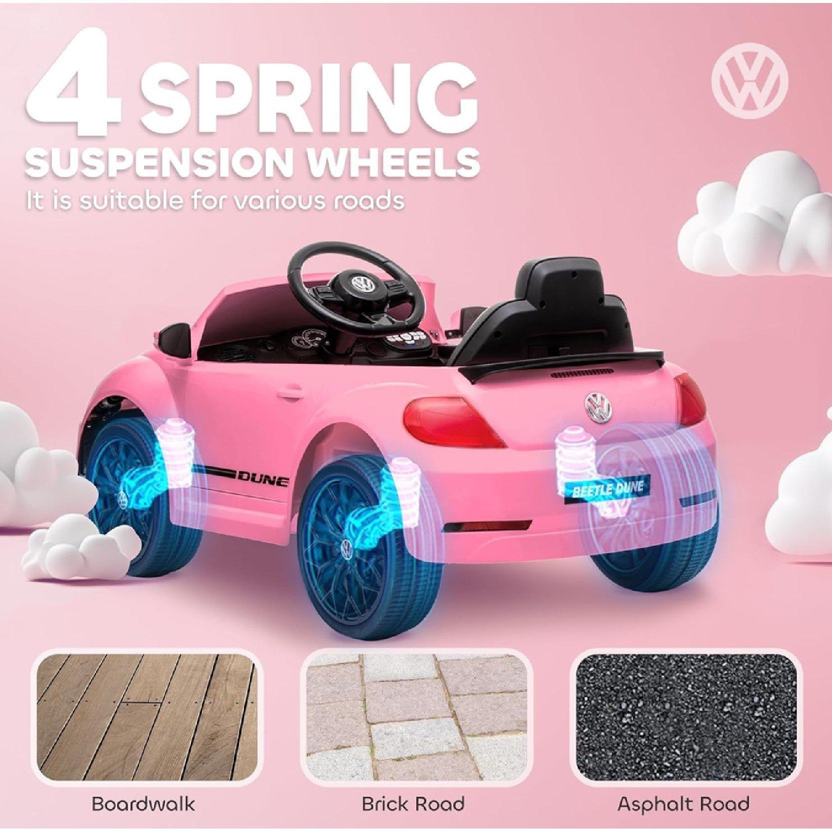 Pink - HOMCOM - Volkswagen Beetle Licensed 12V Ride on Car - 4