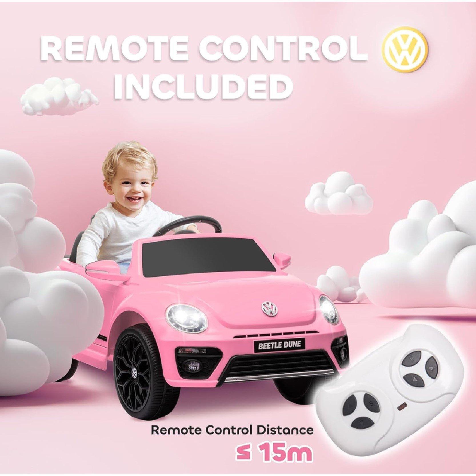 Pink - HOMCOM - Volkswagen Beetle Licensed 12V Ride on Car - 7