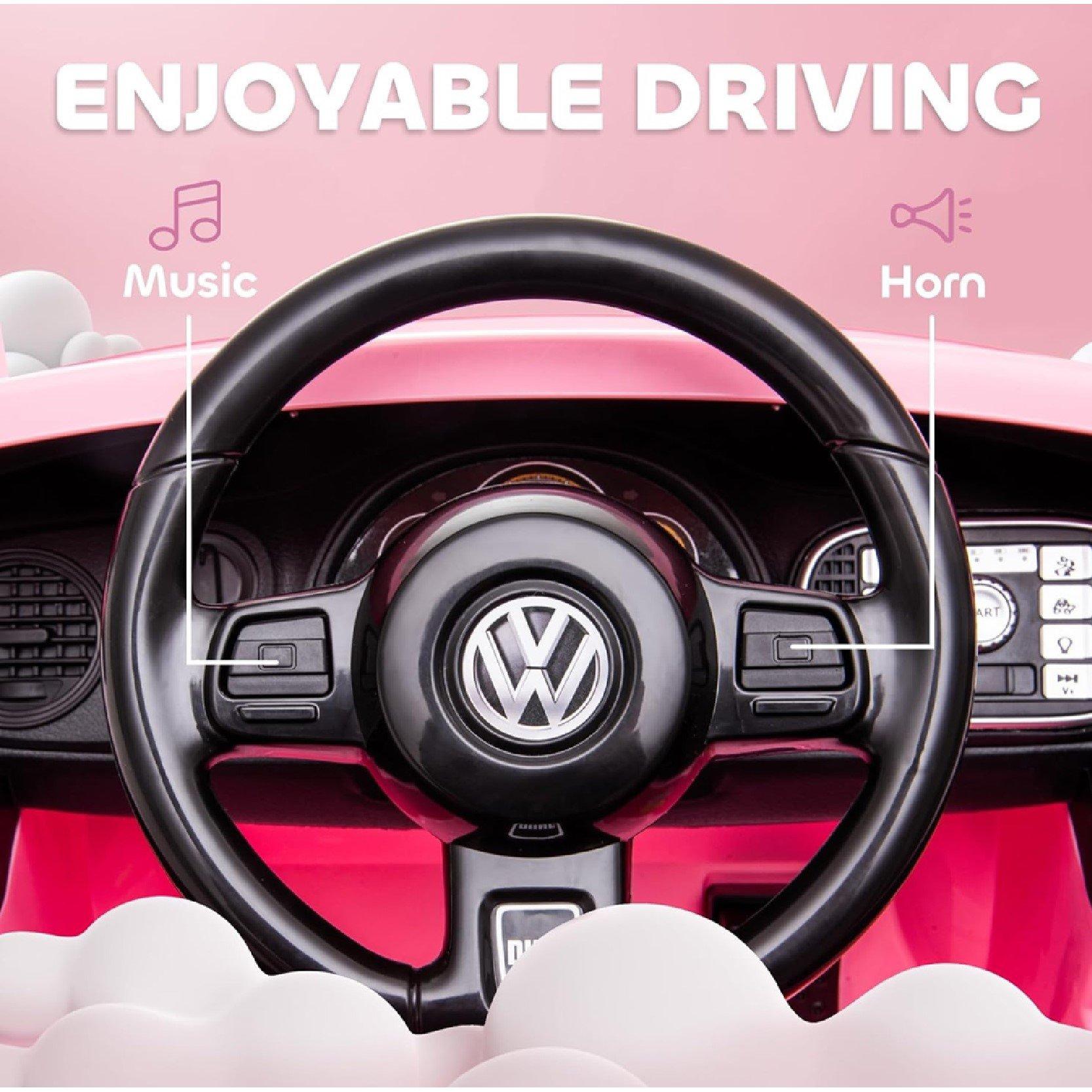 Pink - HOMCOM - Volkswagen Beetle Licensed 12V Ride on Car - 8