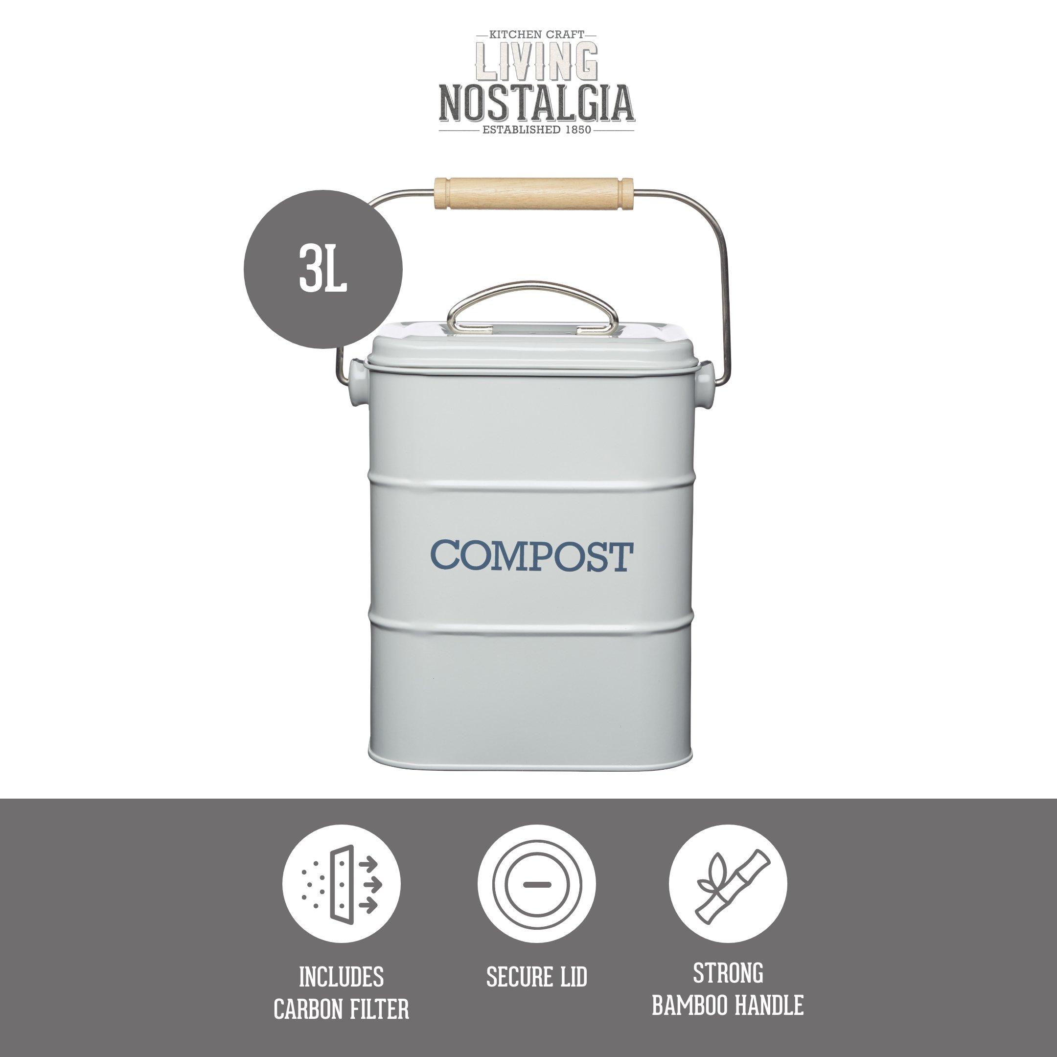 Grey - KitchenCraft - Living Nostalgia French Grey Compost Bin - 4