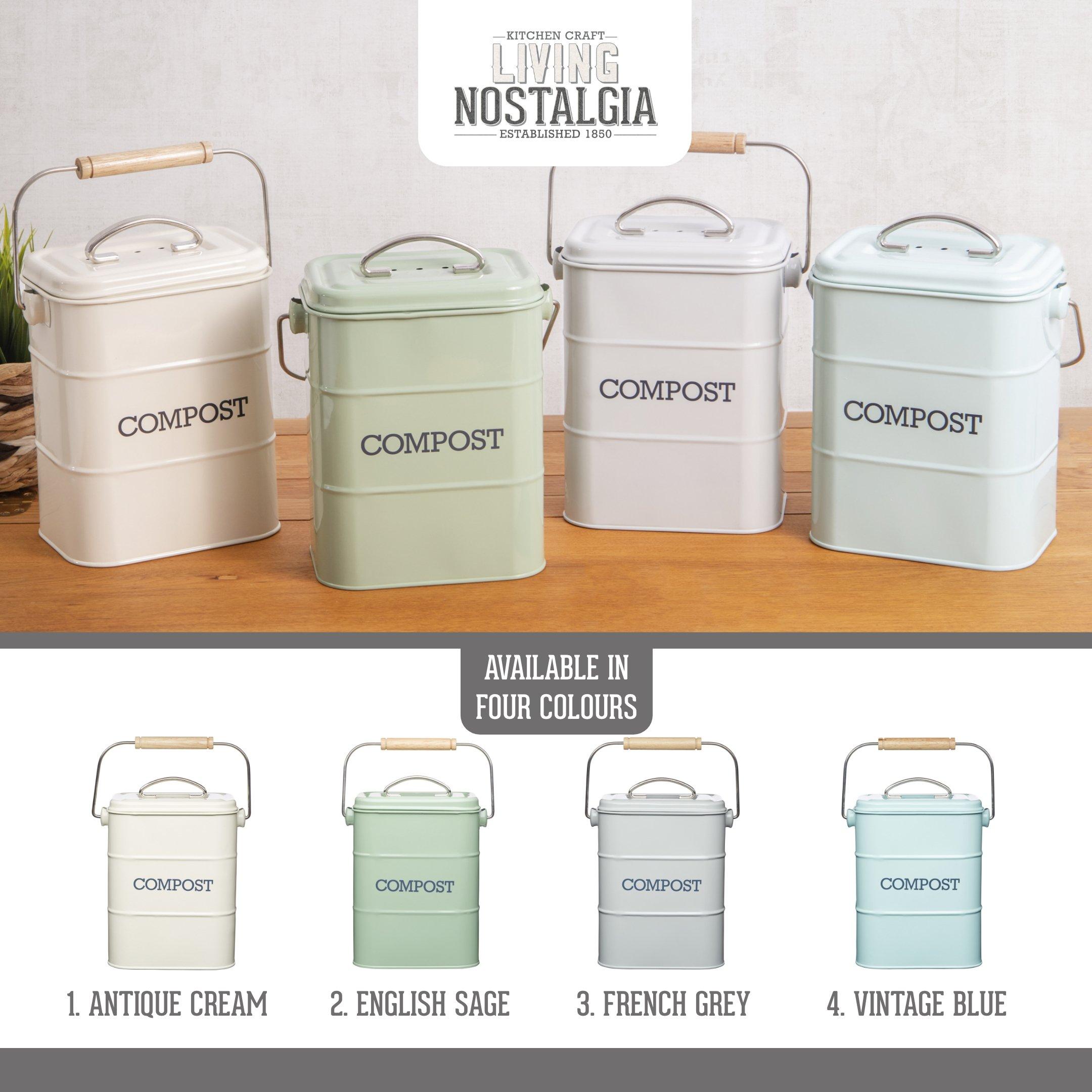 Grey - KitchenCraft - Living Nostalgia French Grey Compost Bin - 6