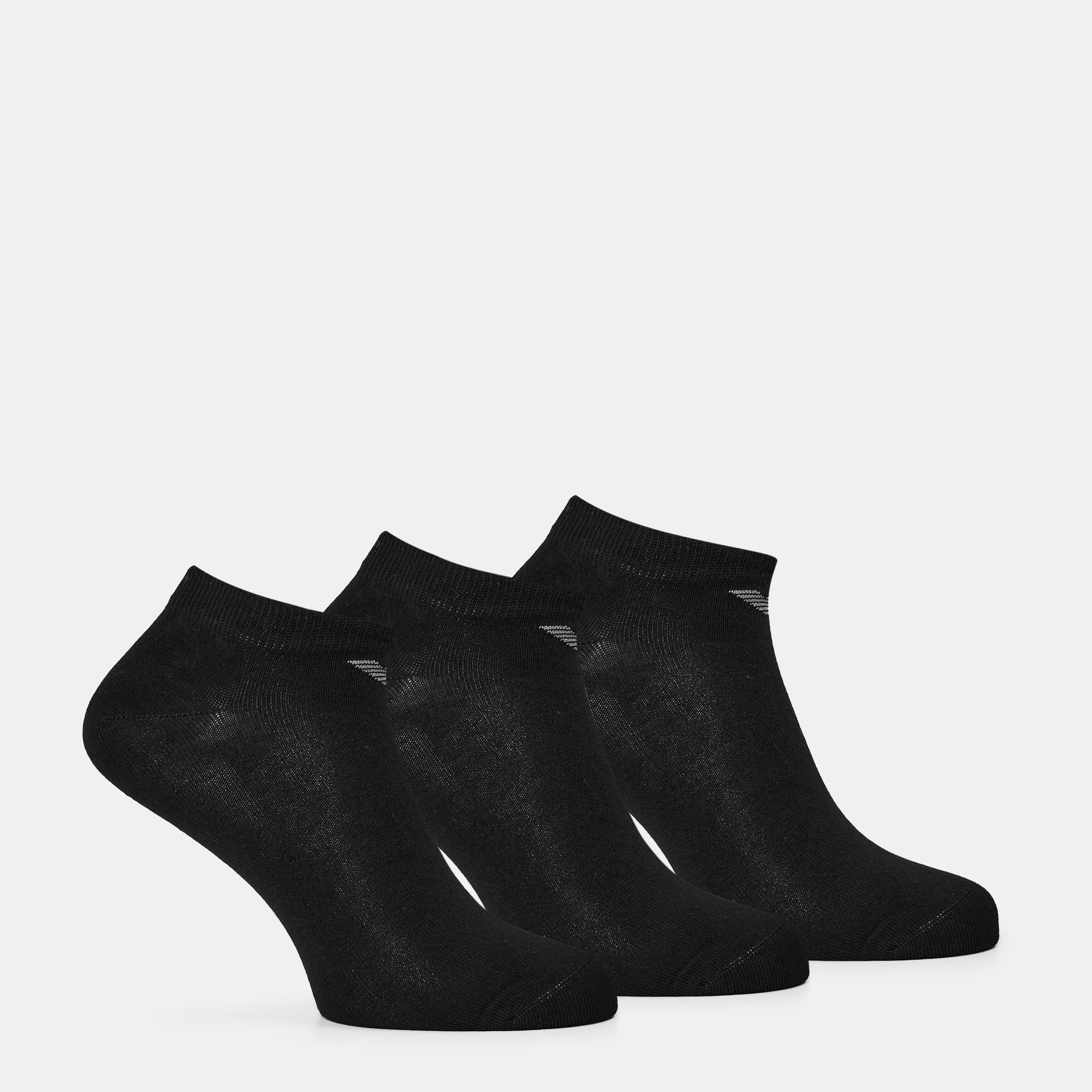 Emporio Armani Men's Low Cut Breathable Trainer Socks - Black Mc061 - L/XL