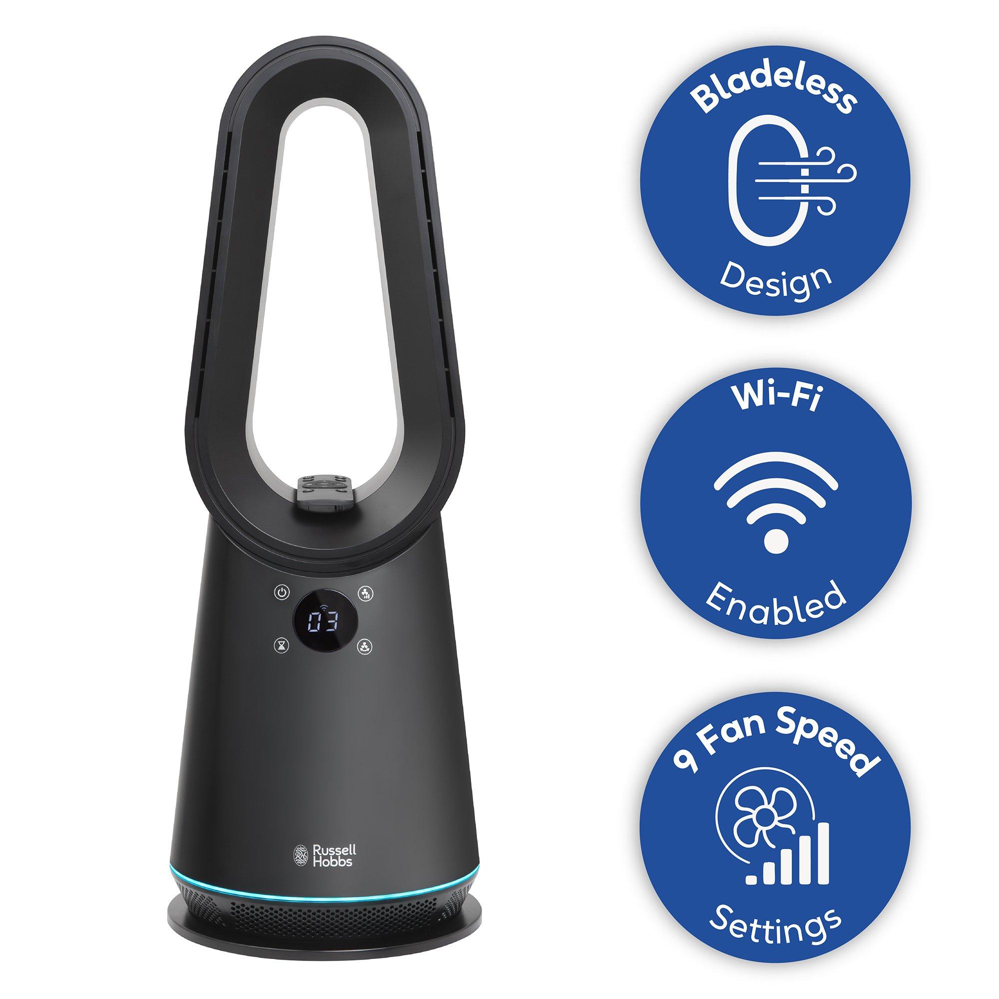 Black - Russell Hobbs - RHCBLDL10BSM Smart Bladeless Cooling Fan in Black - 14