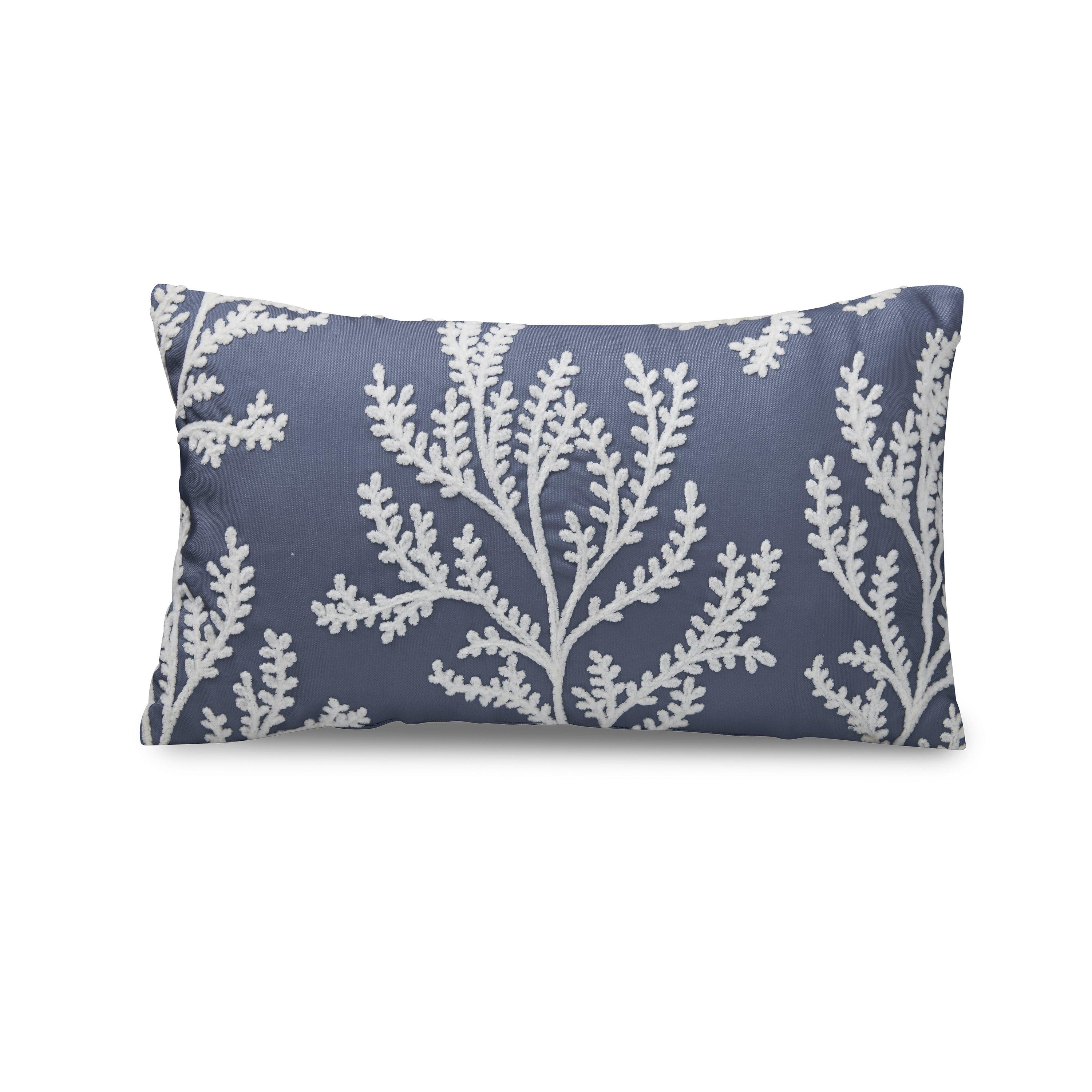 Blue - Catherine Lansfield - Coral Leaf Embroidered Cushion - 3