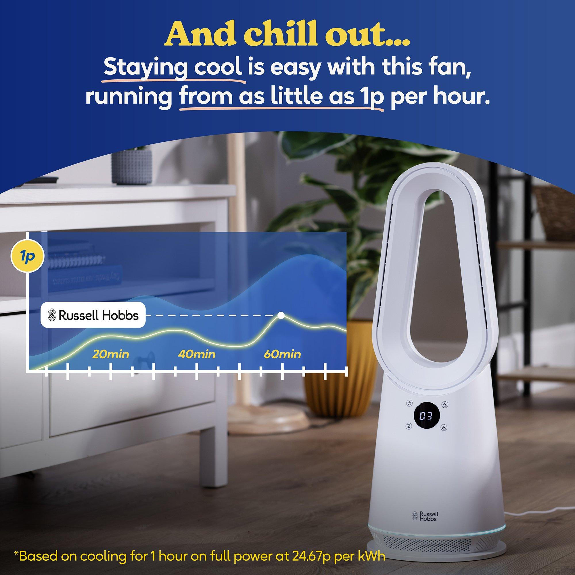 White - Russell Hobbs - RHCBLDL10SM Smart Bladeless Cooling Fan in White - 10