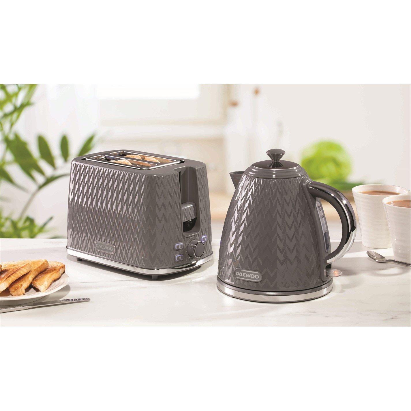 Grey - Daewoo Electricals - Dark Grey Argyle 2 Slice Toaster - 4