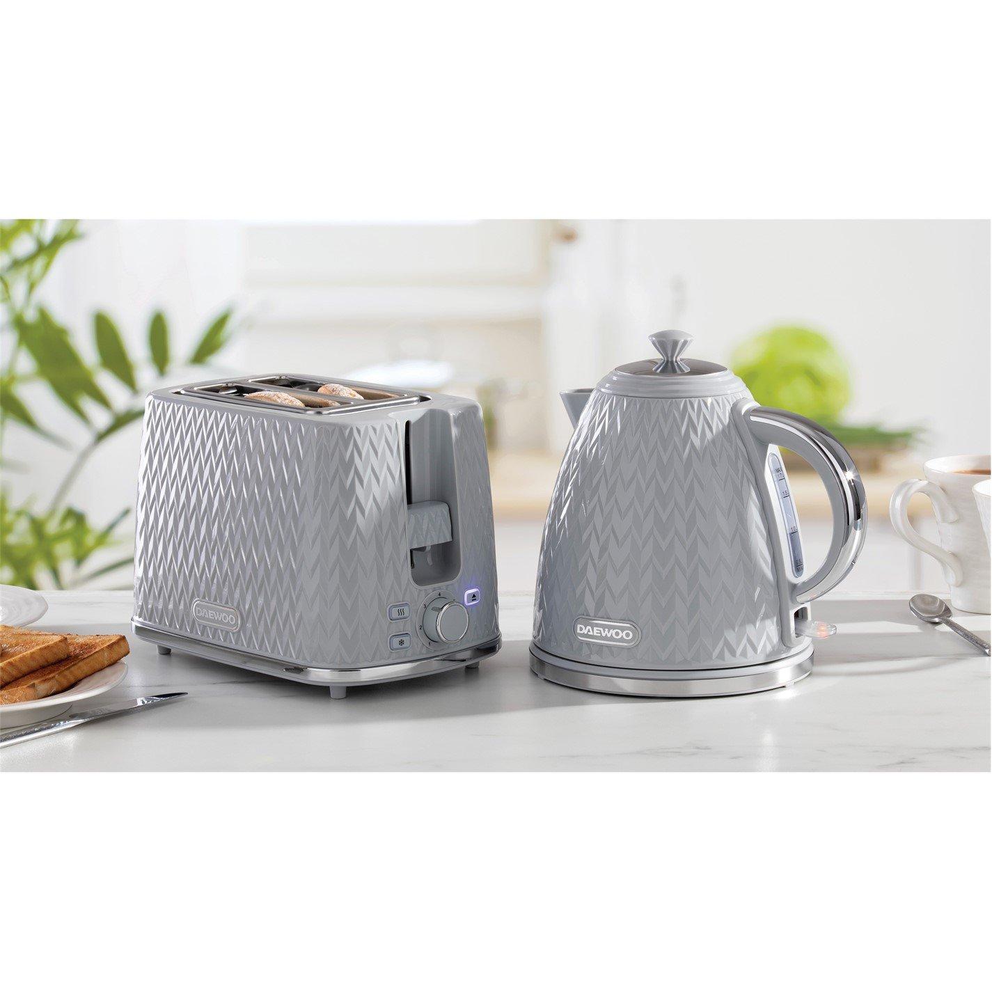 Grey - Daewoo Electricals - Dark Grey Argyle 2 Slice Toaster - 7