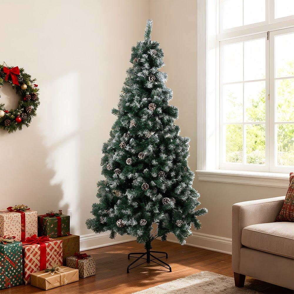 Green - LIFE IDEAS - 180cm Snow Flocked Artificial Christmas Tree - 1