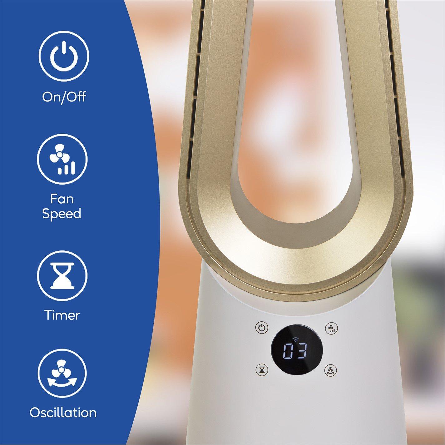 Cream And Gold - Russell Hobbs - RHCBLDL10STSM Smart Bladeless Cooling Fan - 13