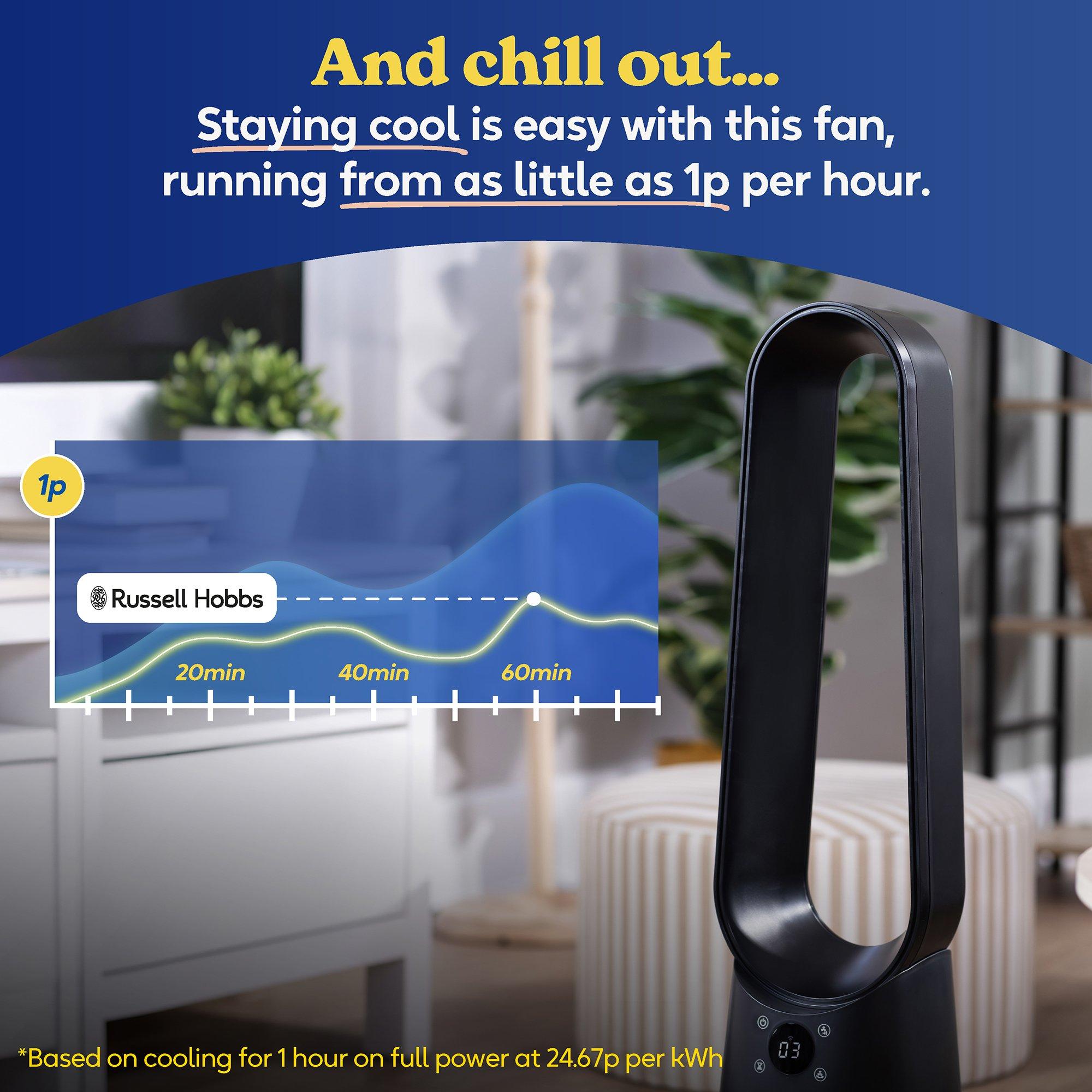 Black - Russell Hobbs - RHBLDLC25BSM Smart Bladeless Cooling Fan in Black - 10