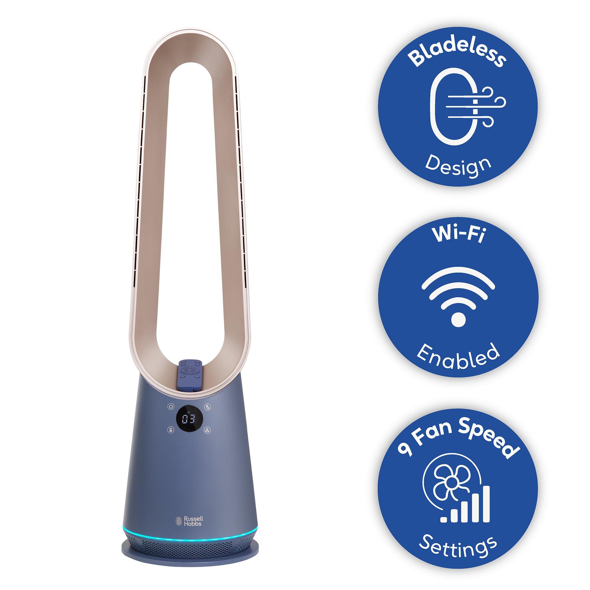Navy Blue And C - Russell Hobbs - RHBLDLC25BLSM Smart Bladeless Cooling Fan - 14