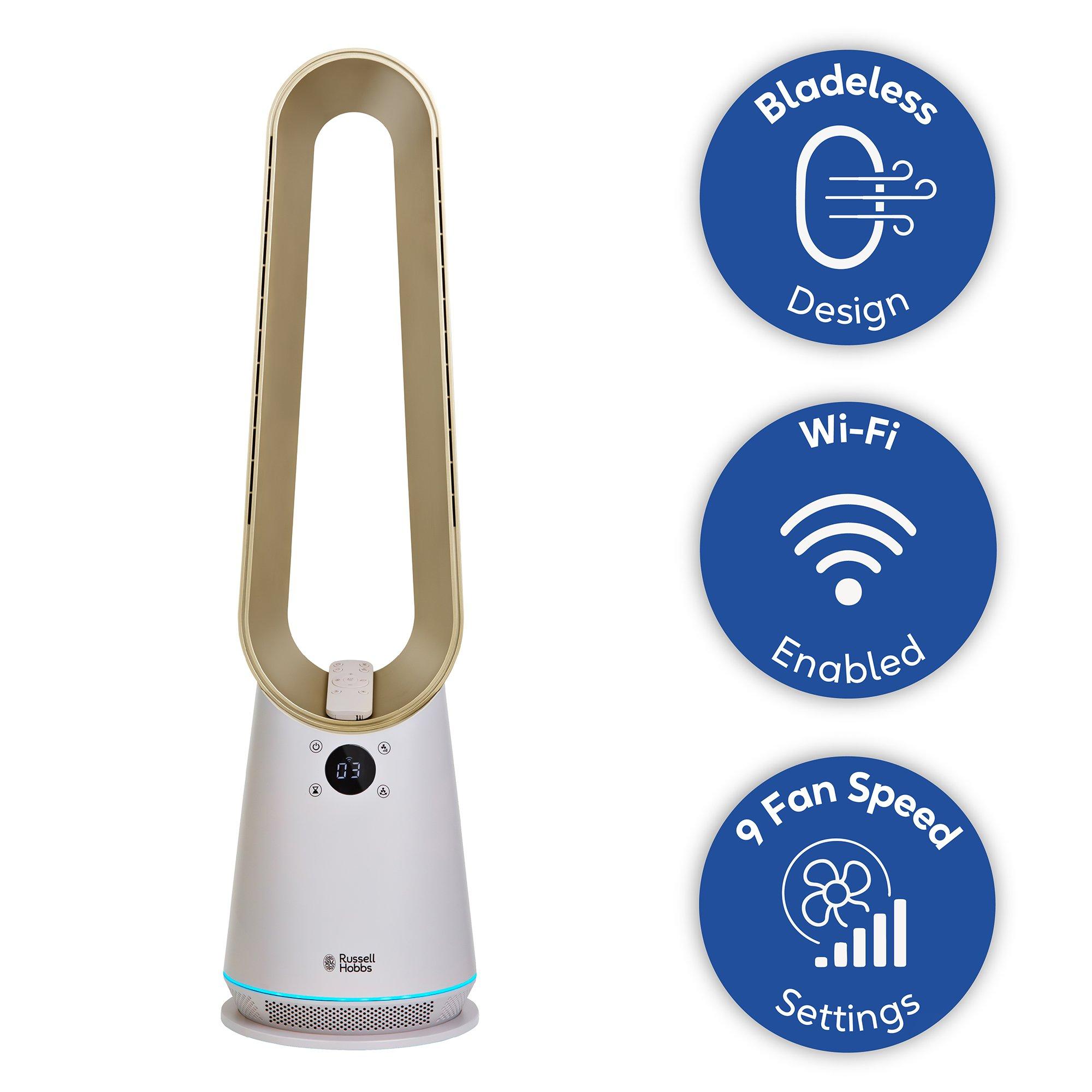 Cream And Gold - Russell Hobbs - RHBLDLC25STSM Smart Bladeless Cooling Fan - 14
