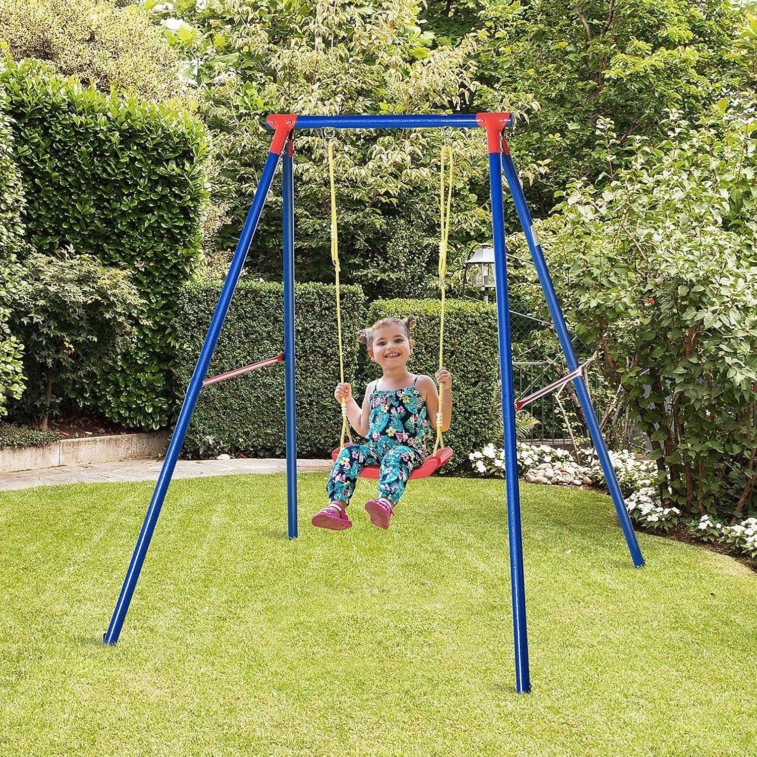 Blue - Outsunny - Metal Childrens Garden Swing - 2