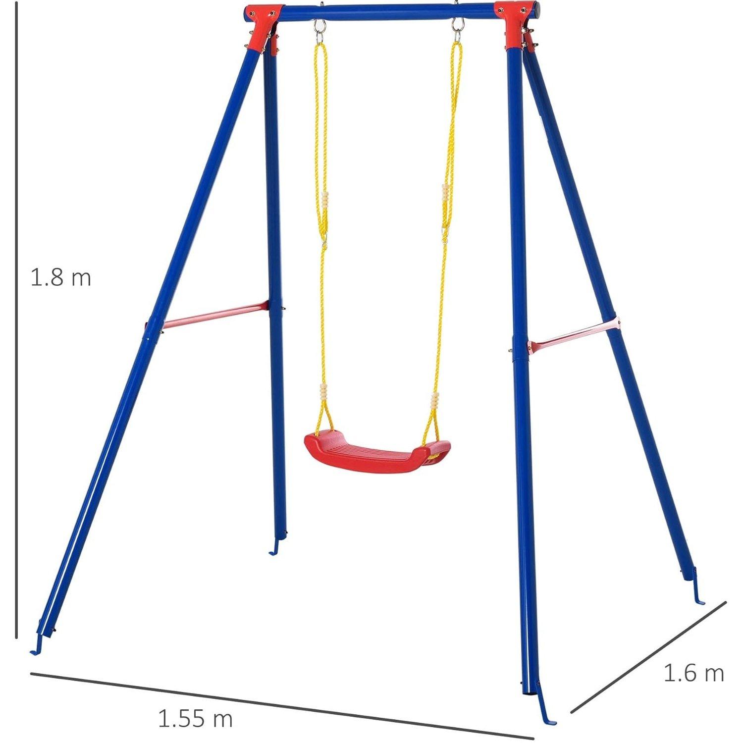 Blue - Outsunny - Metal Childrens Garden Swing - 5