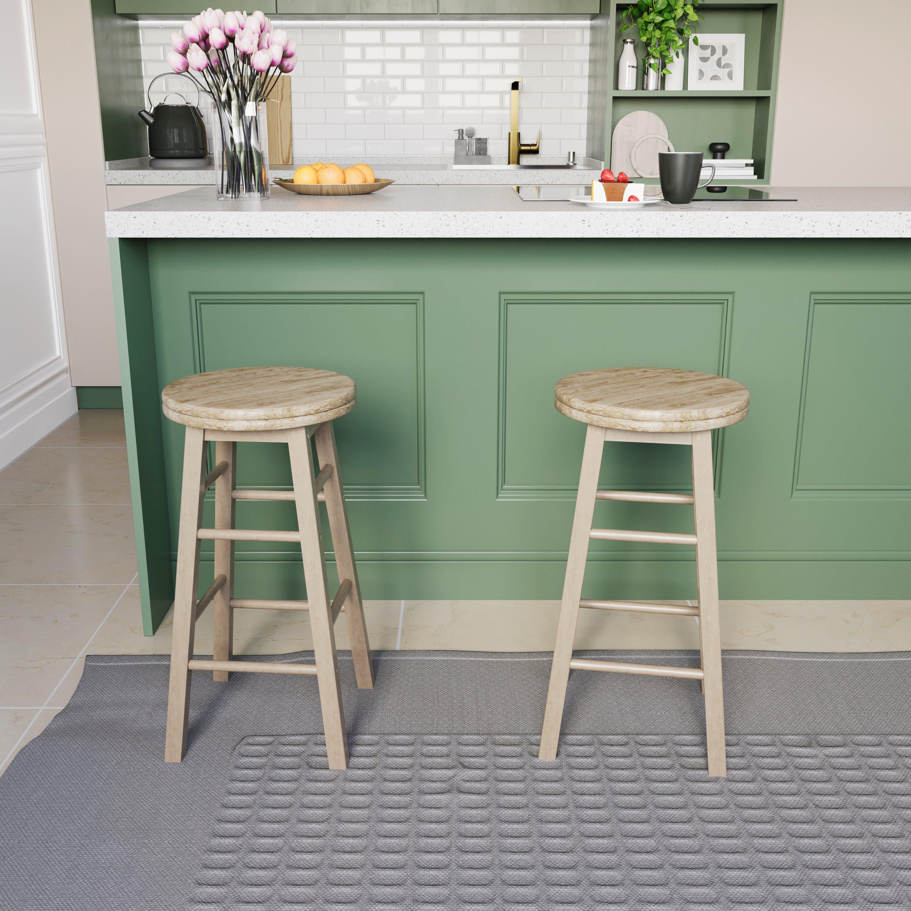 Pine - Lassic - Chef Vida Wooden Revolving Bar Stool - Set Of 2 - 1