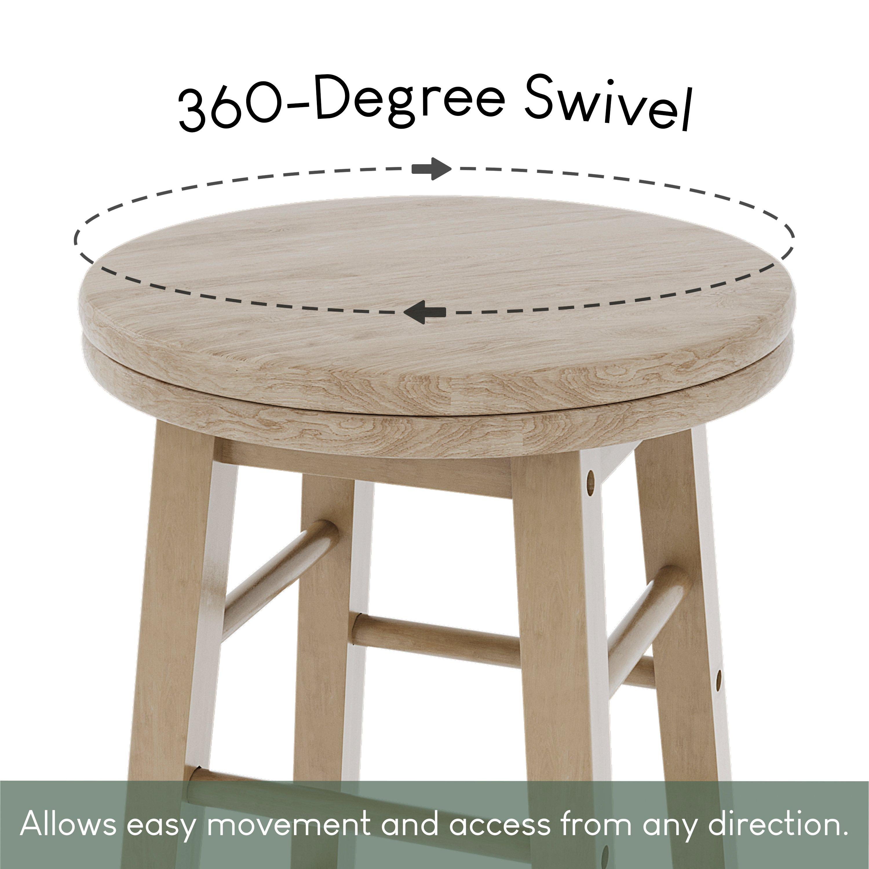 Pine - Lassic - Chef Vida Wooden Revolving Bar Stool - Set Of 2 - 5