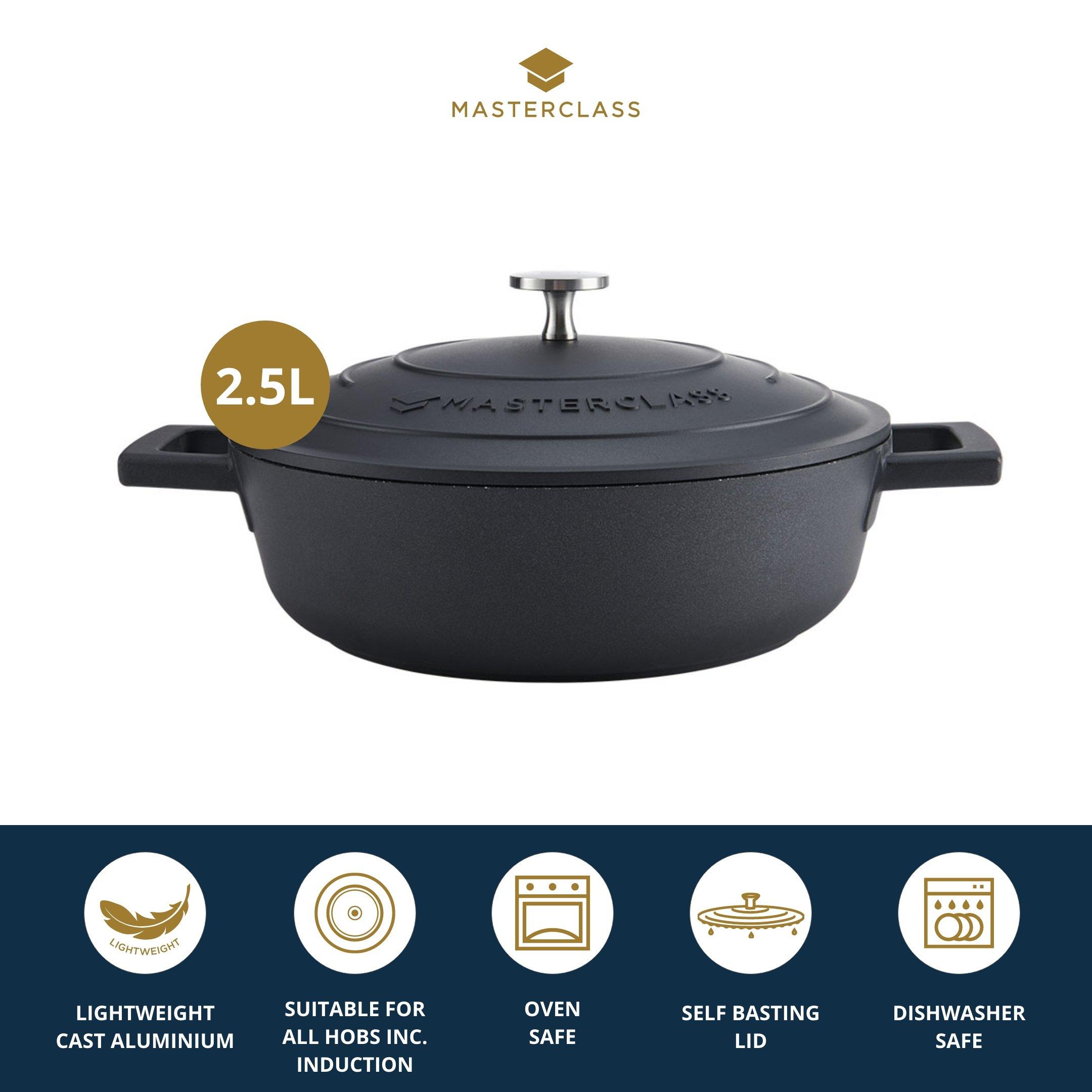 Black - MasterClass - MasterClass Shallow Cast Aluminium Casserole Dish - 7