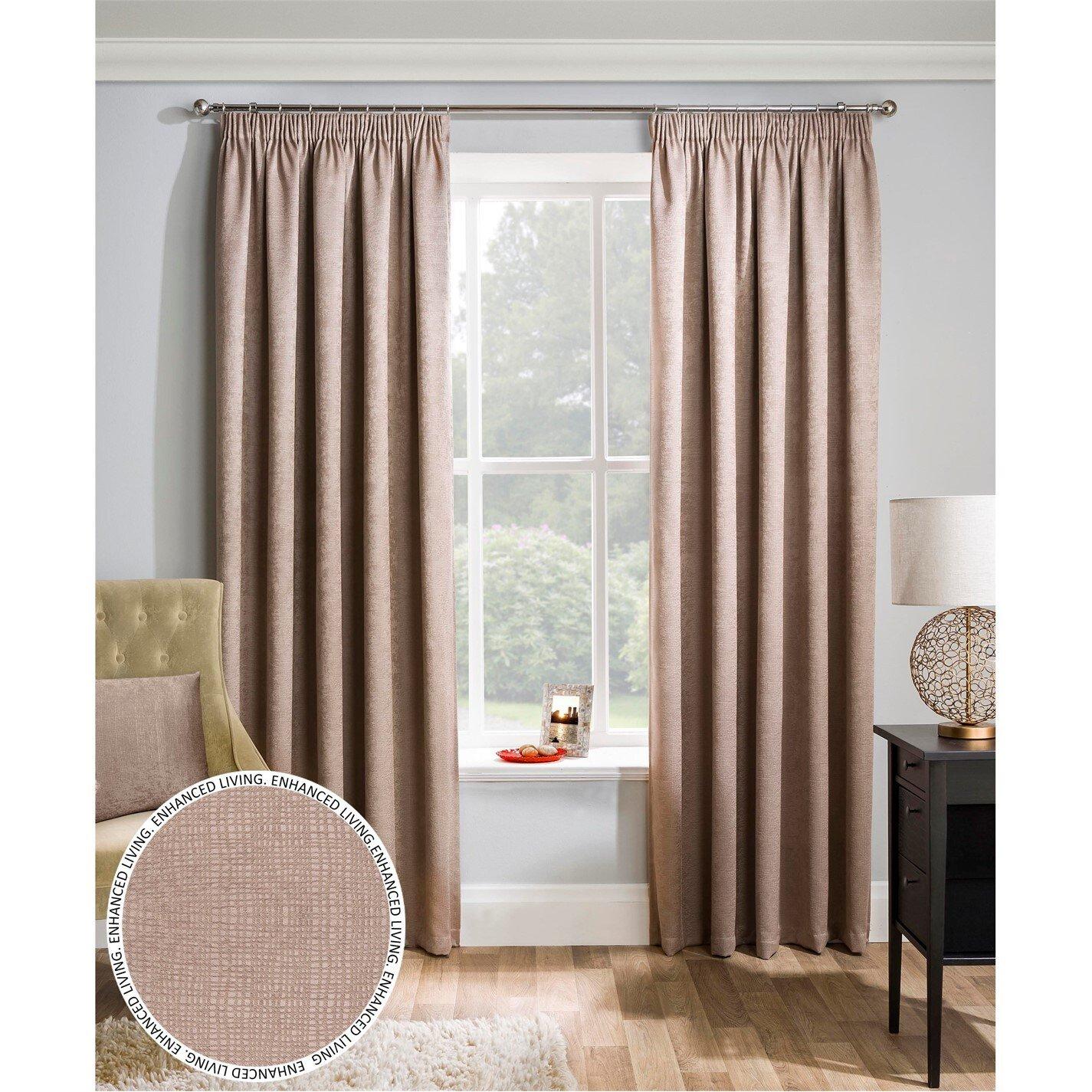 Latte - Enhanced Living - Matrix Latte Thermal Blockout Tape Top Curtain - 1