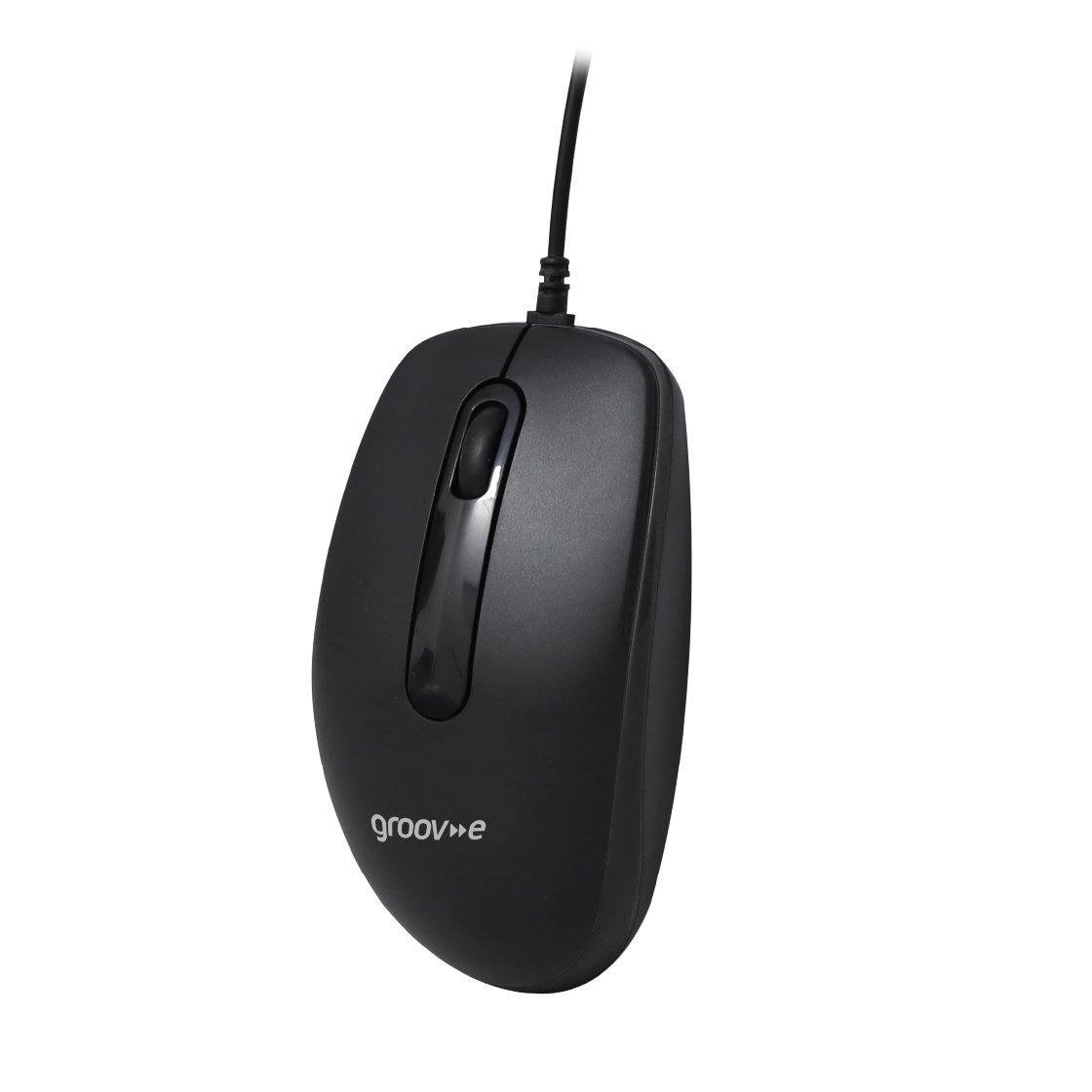 Black - Groov-e - Wired Optical Mouse - Black - 3