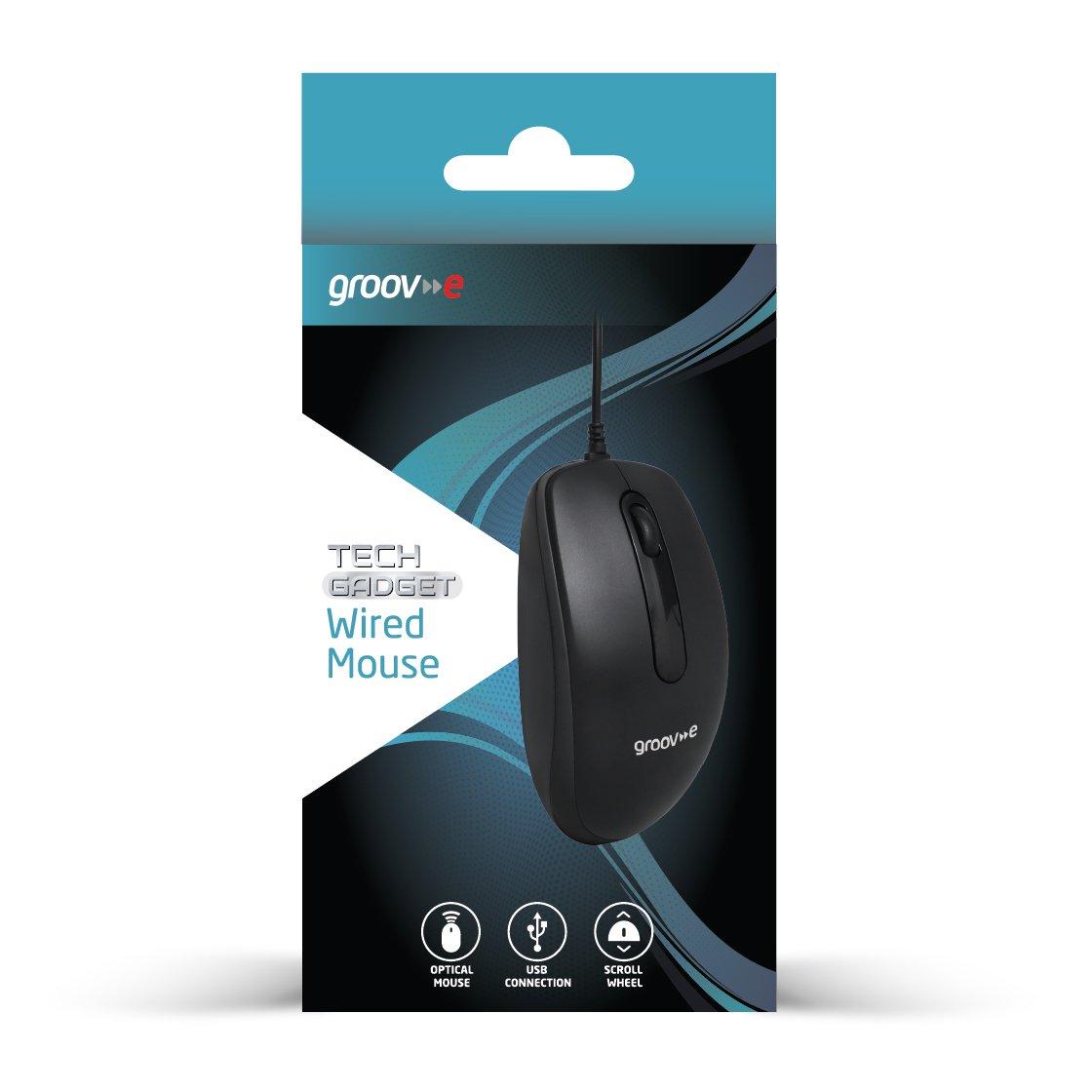 Black - Groov-e - Wired Optical Mouse - Black - 4