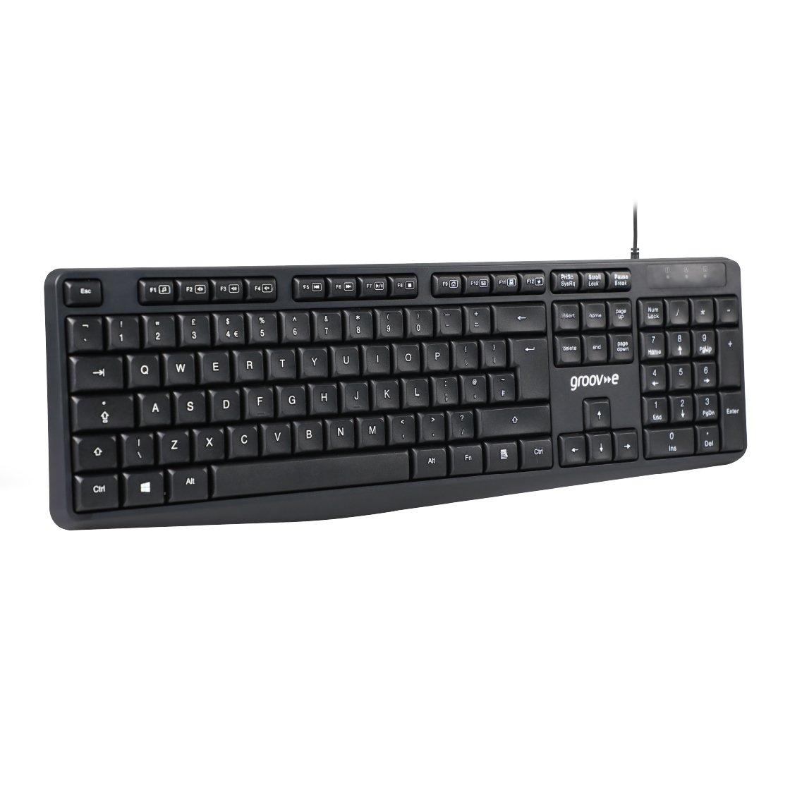 Black - Groov-e - Wired Full Size Keyboard - Black - 2