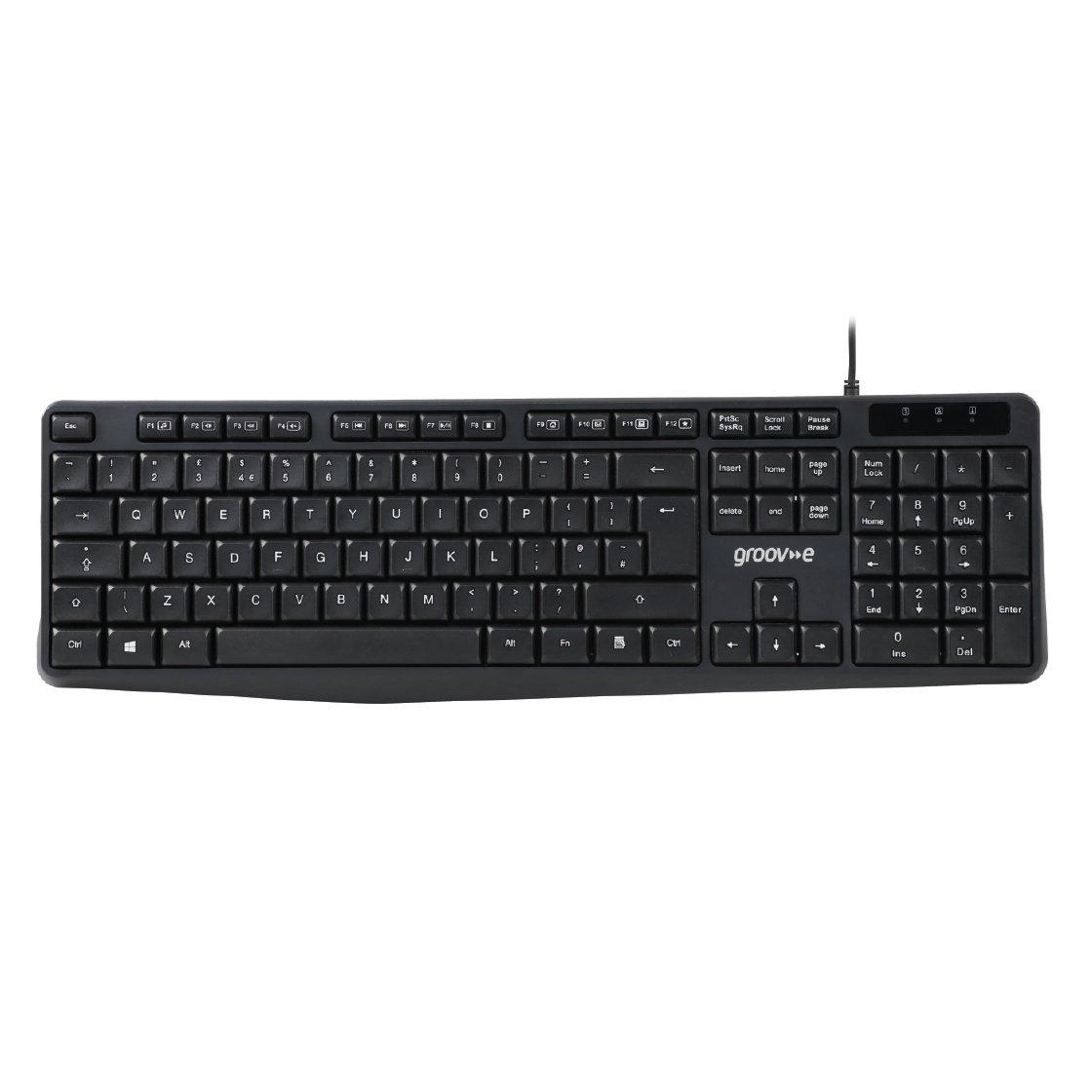 Black - Groov-e - Wired Full Size Keyboard & Mouse Set - Black - 2