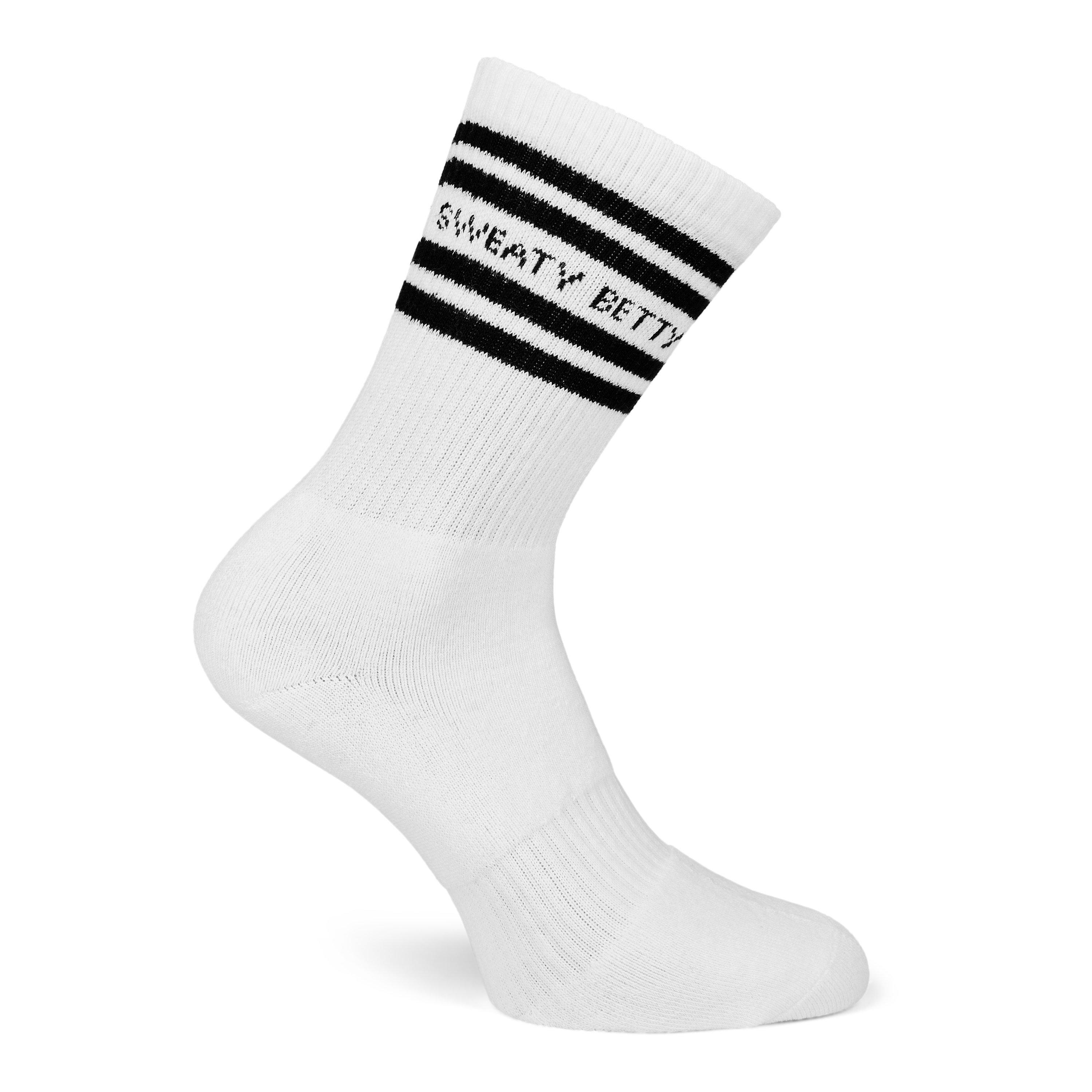 Sweaty Betty Women's Varsity Slogan Crew Socks - White Black - Ladies 4-8
