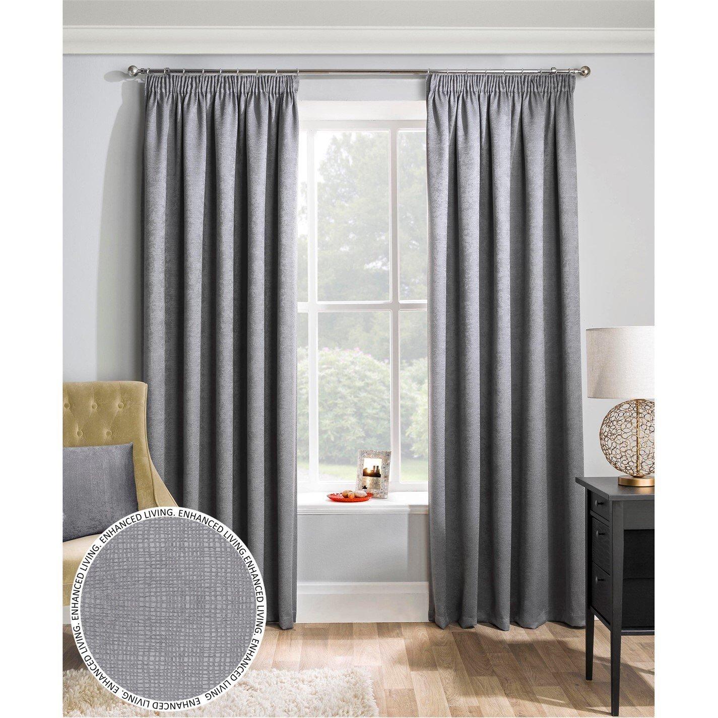 Enhanced Living  Matrix Thermal Blockout Tape Top Curtain Grey - 229x274cm