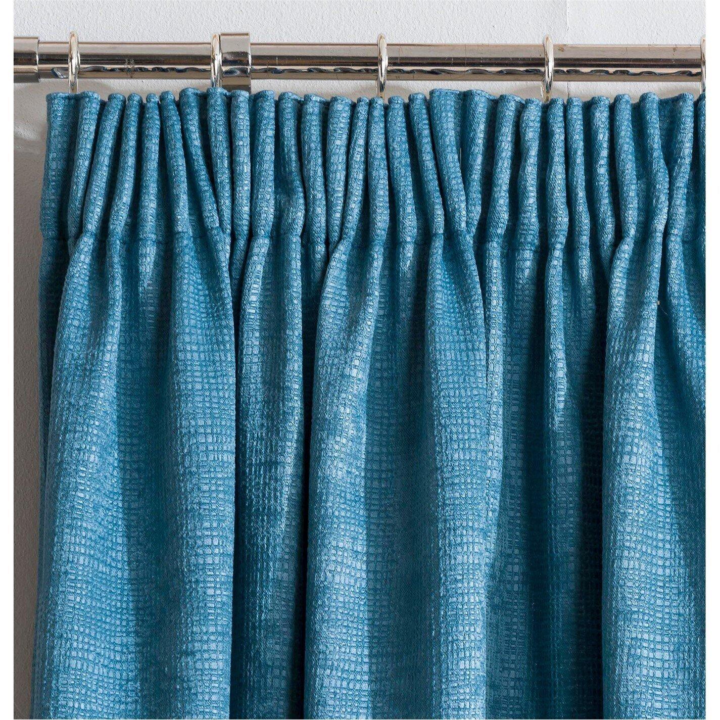 Teal - Enhanced Living - Matrix Teal Thermal Blockout Tape Top Curtain - 2