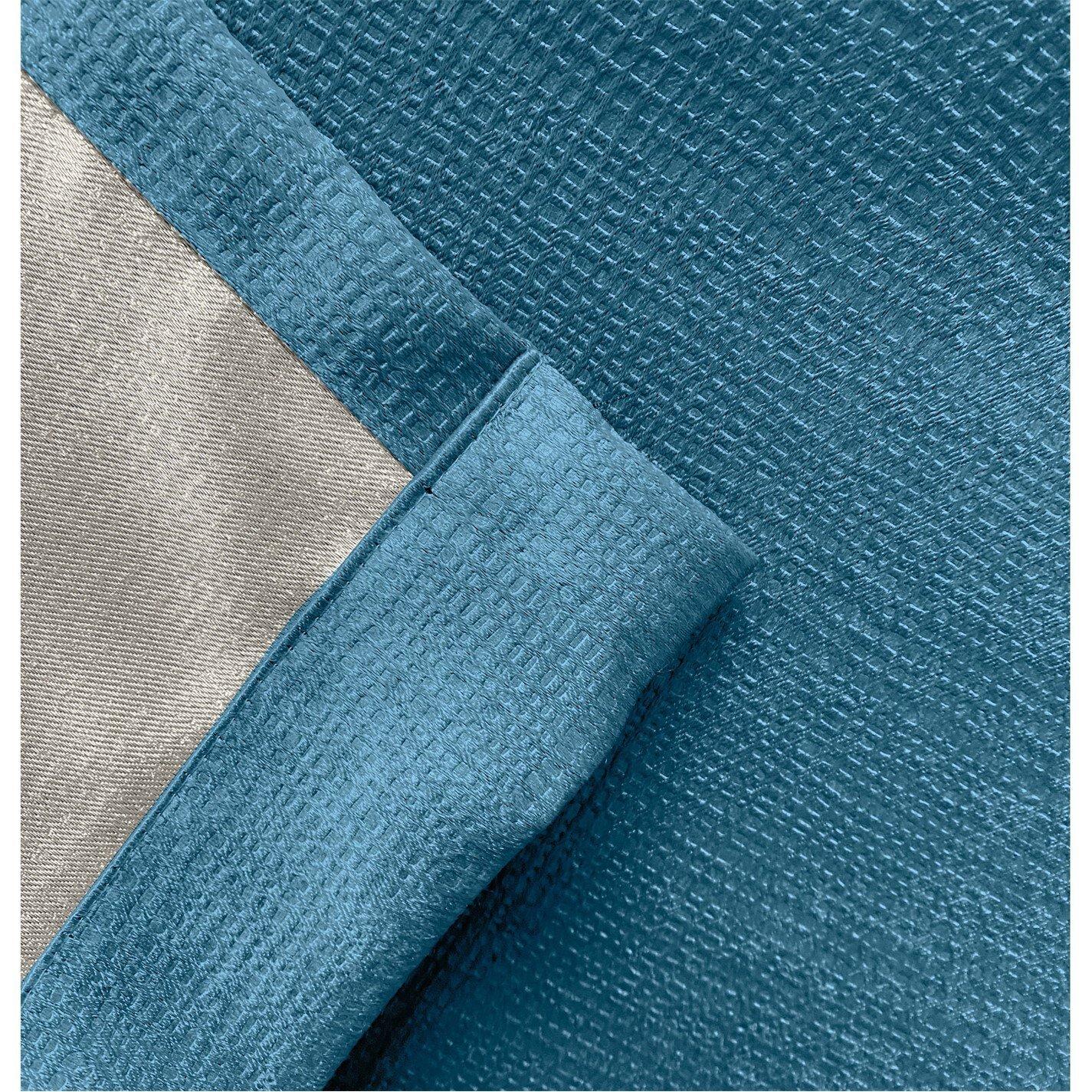 Teal - Enhanced Living - Matrix Teal Thermal Blockout Tape Top Curtain - 4