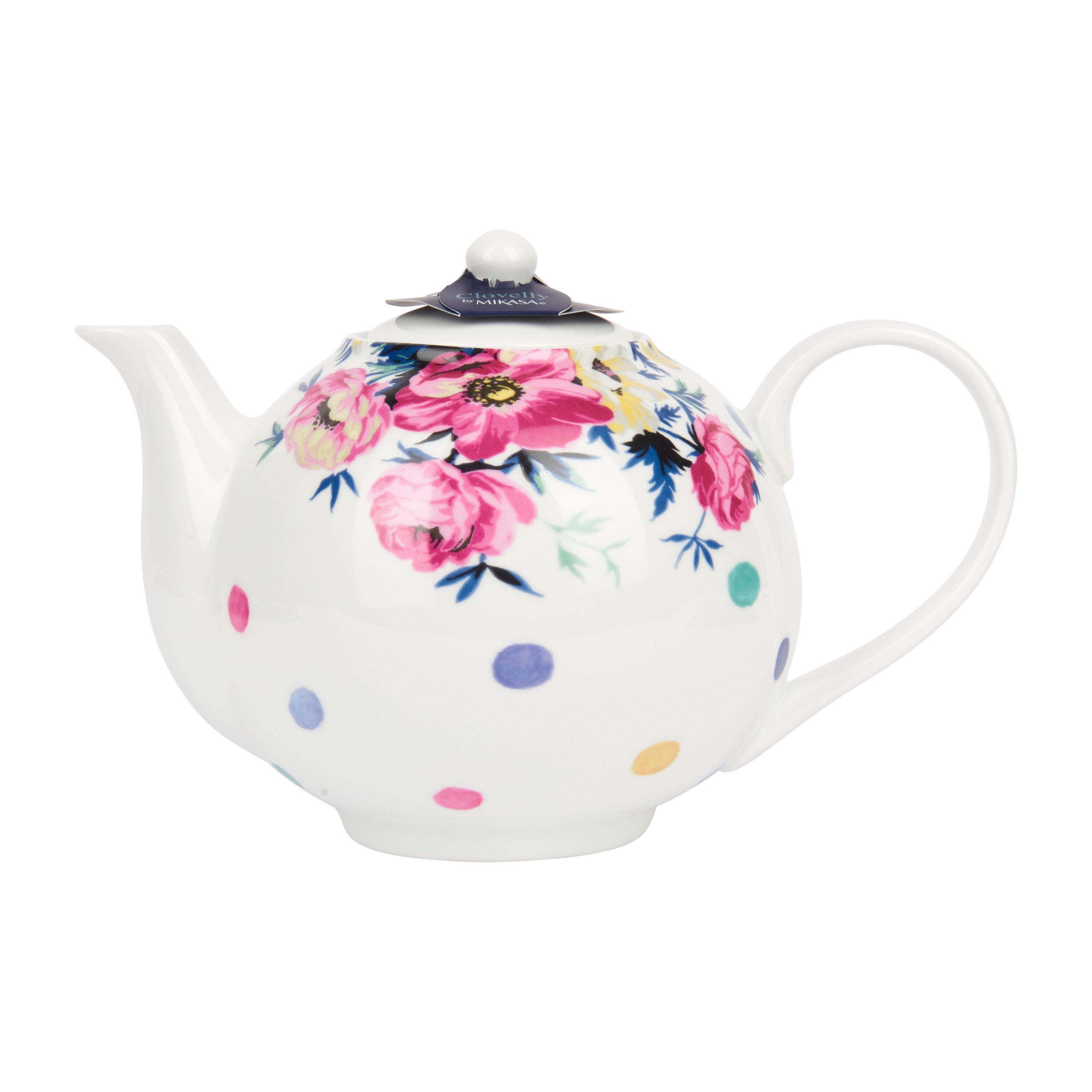 Mikasa  Clovelly Porcelain Teapot 1 Litre Gift Ta - Assorted - 14x22x14