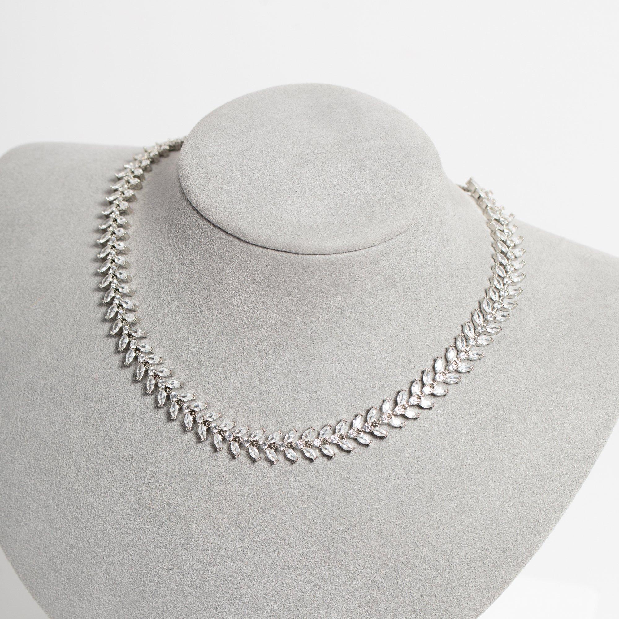 Silver - Jon Richard - Rhodium CZ Leaf Toggle Necklace - Gift Boxed - 3