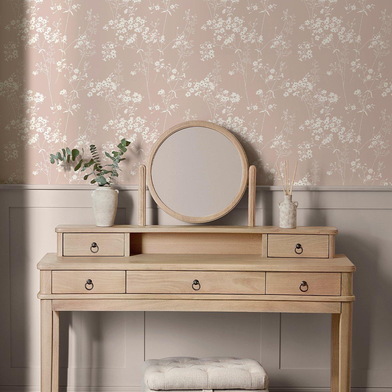 Pink - Next - Blush Country Leaves Wallpaper - 2