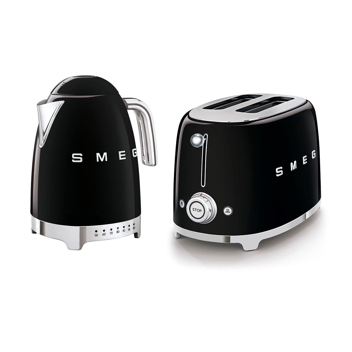 Smeg  50S Retro 1.7L Kettle And 2-Slice Toaster Bla - Medium