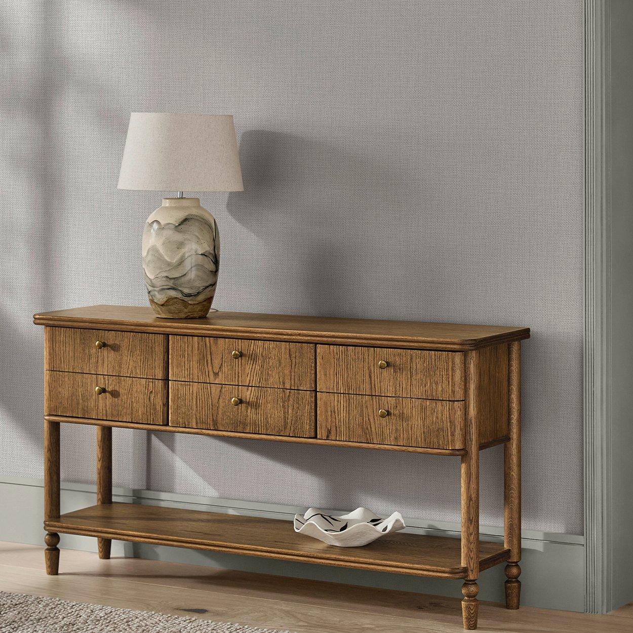 Grey - Next - Ivory Linen Weave Wallpaper - 2